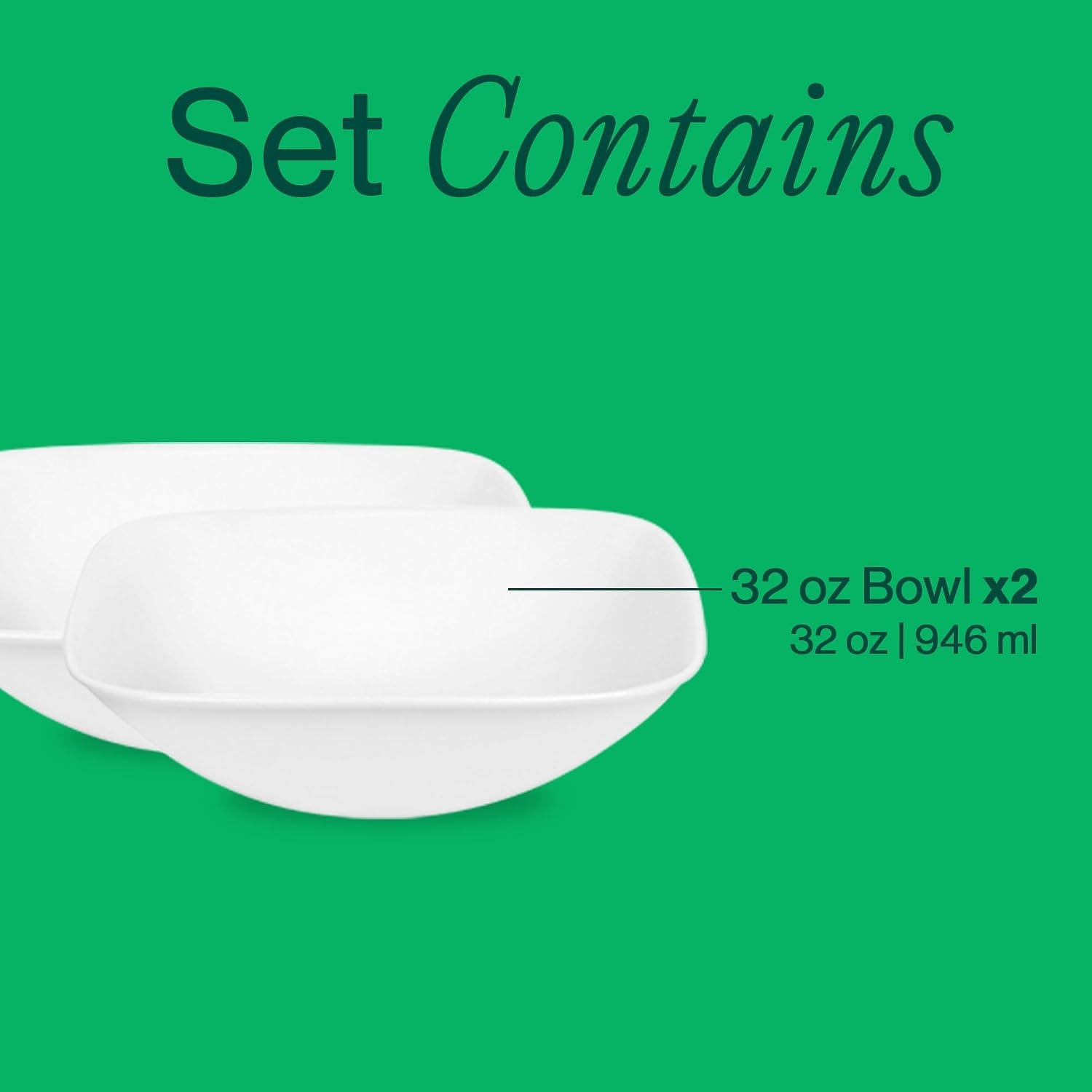 image:imageCorelle 4Pc Versa Bowls for Pasta Salad and More Service for 4 Durable and EcoFriendly 30Oz Compact Stack Bowl Set Microwave and Dishwasher Safe White2PC 1QT Bowl