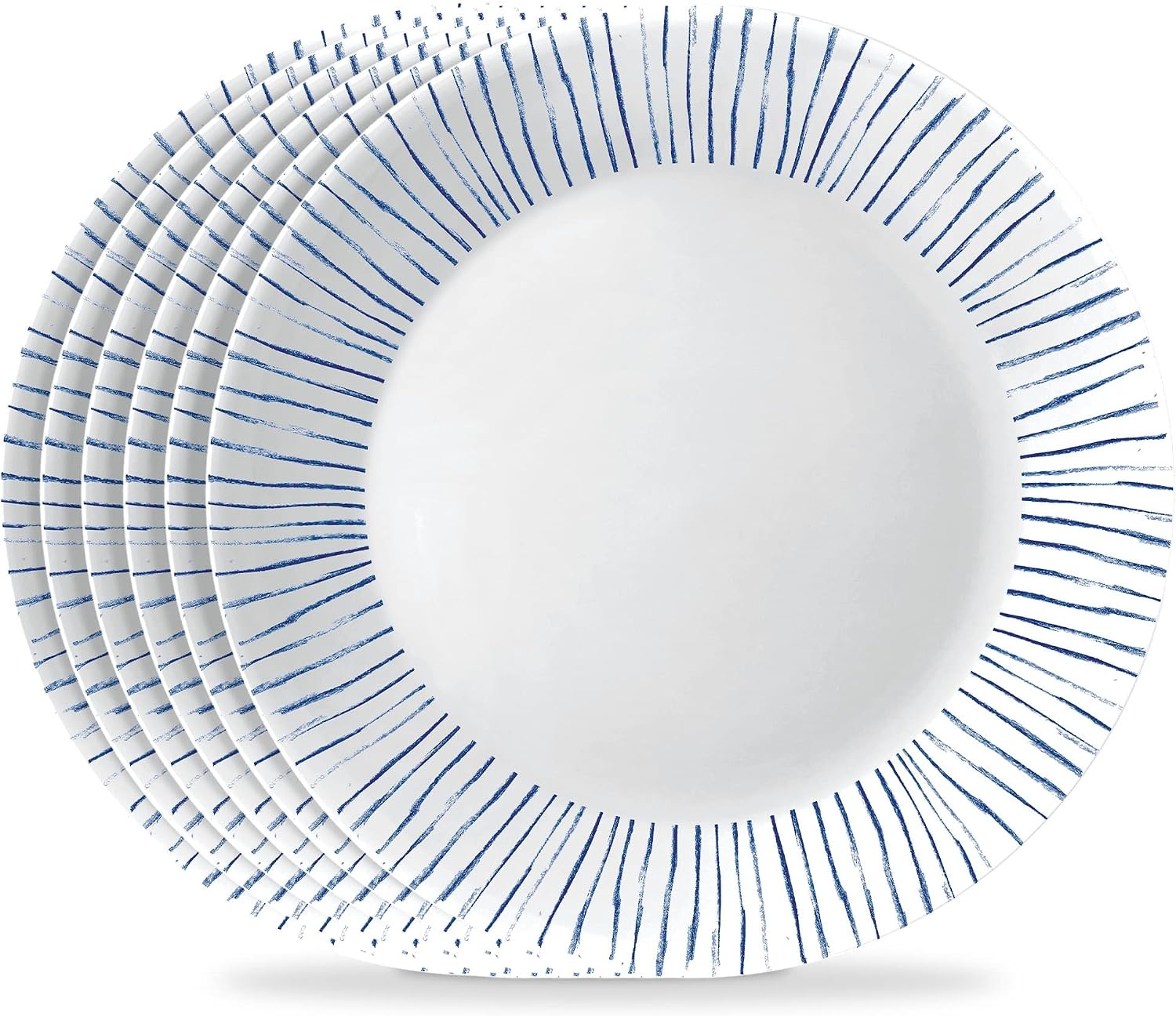 image:imageCorelle 6Piece 18oz Round Bowls Vitrelle Triple Layer Glass Perfect for Soup Cereal and Snacks Lightweight Chip and Scratch Resistant Microwave and Dishwasher Safe Botanical StripesBotanical Stripes