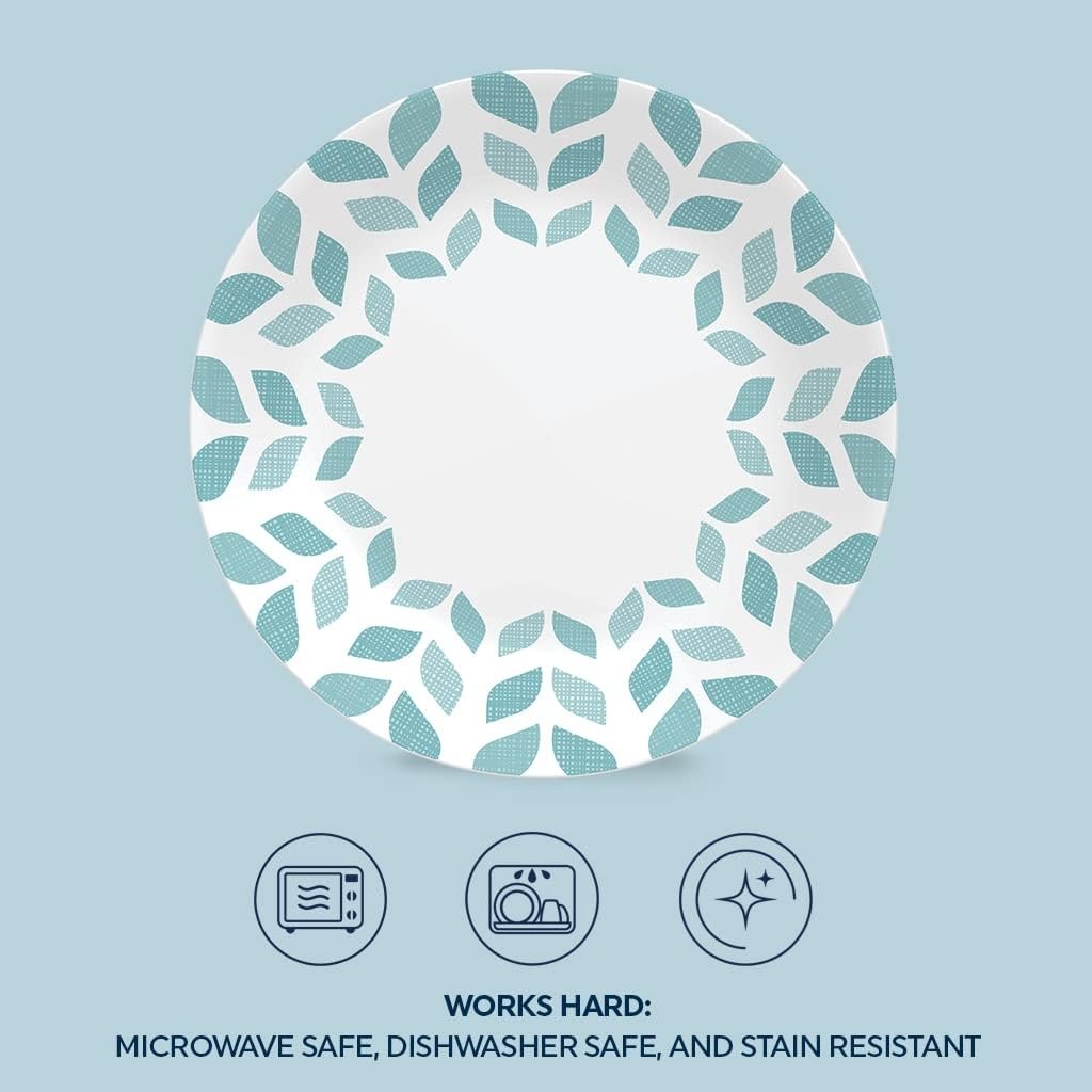 image:imageCorelle Global Collection Vitrelle 6Piece Dinner Lunch Set Triple Layer Recycled Glass Lightweight EcoFriendly Round 812Inch Plates Set Northern Pines6Piece Lunch Plates 85