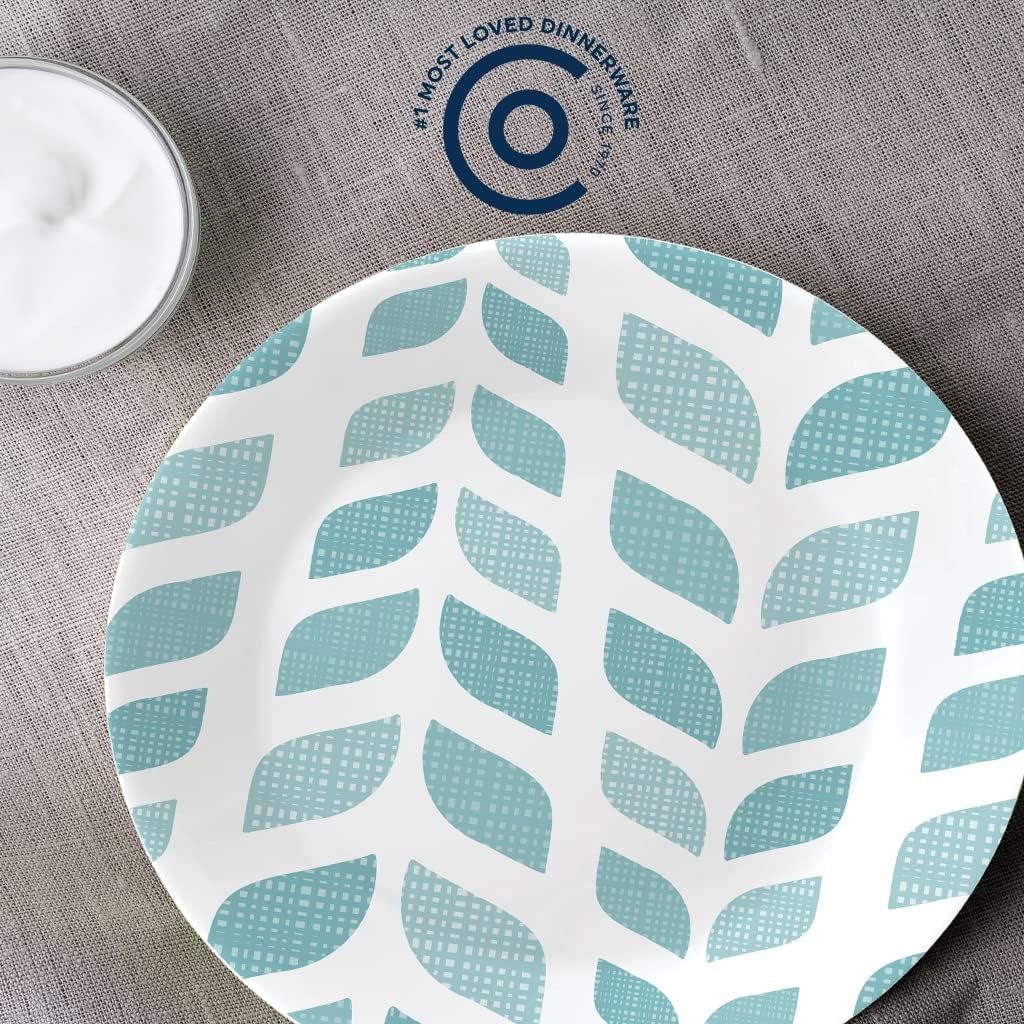 image:imageCorelle Global Collection Vitrelle 6Piece Dinner Lunch Set Triple Layer Recycled Glass Lightweight EcoFriendly Round 812Inch Plates Set Northern Pines6Piece Appetizer Plates 675