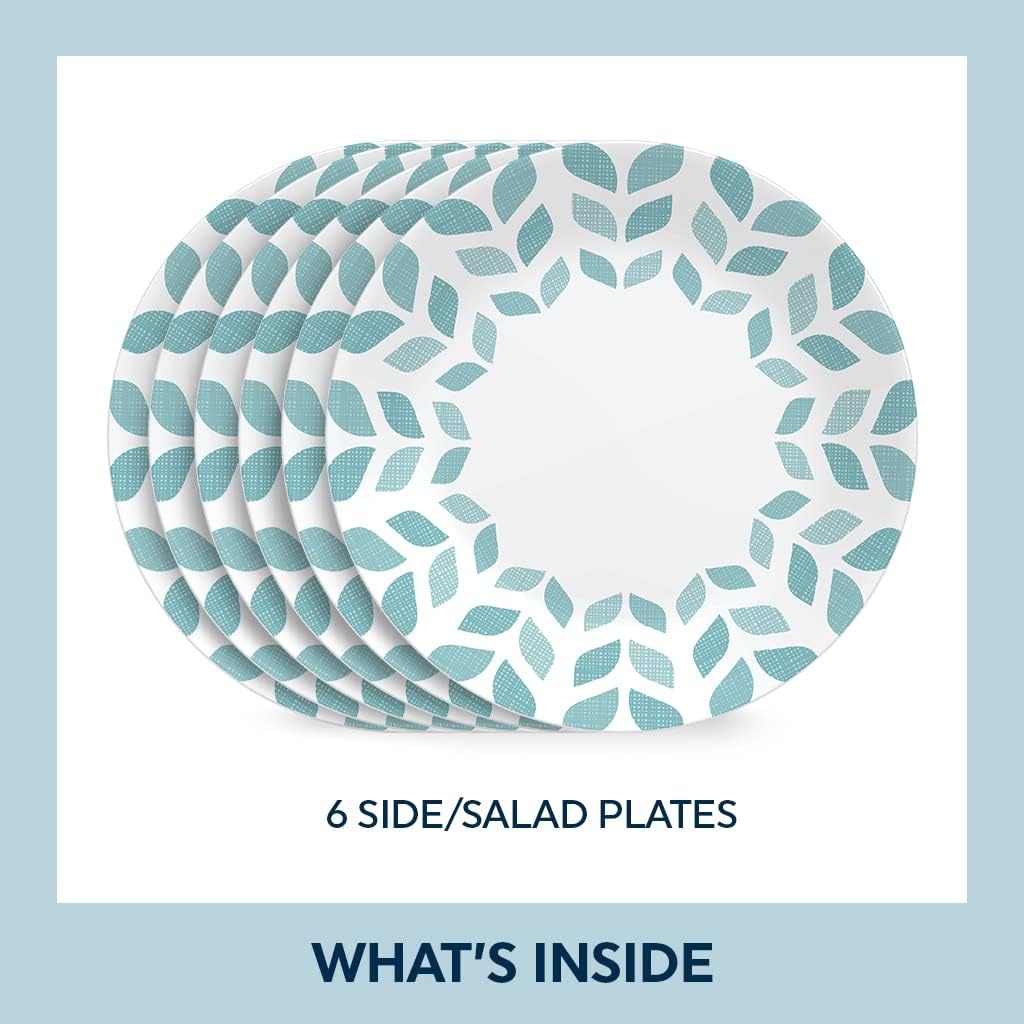 image:imageCorelle Global Collection Vitrelle 6Piece Dinner Lunch Set Triple Layer Recycled Glass Lightweight EcoFriendly Round 812Inch Plates Set Northern Pines6Piece Lunch Plates 85