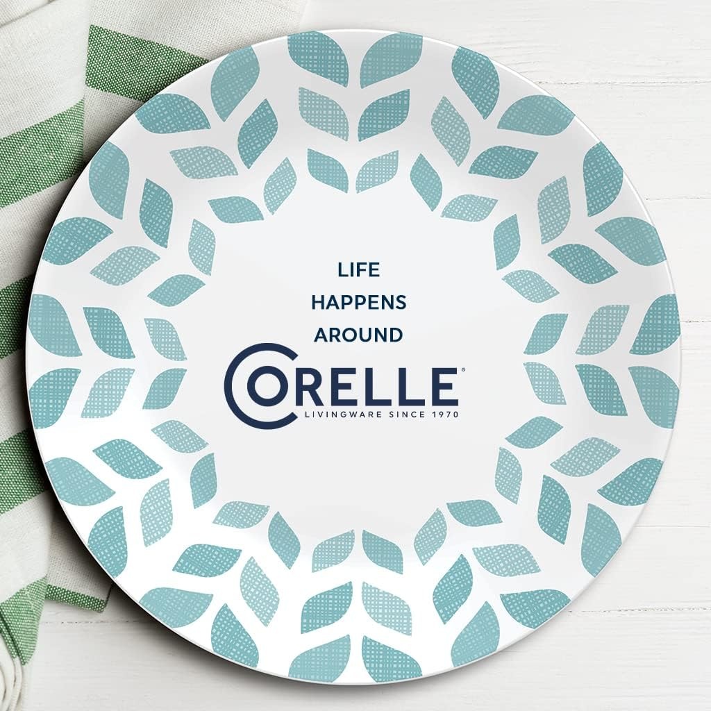 image:imageCorelle Global Collection Vitrelle 6Piece Dinner Lunch Set Triple Layer Recycled Glass Lightweight EcoFriendly Round 812Inch Plates Set Northern Pines6Piece Lunch Plates 85
