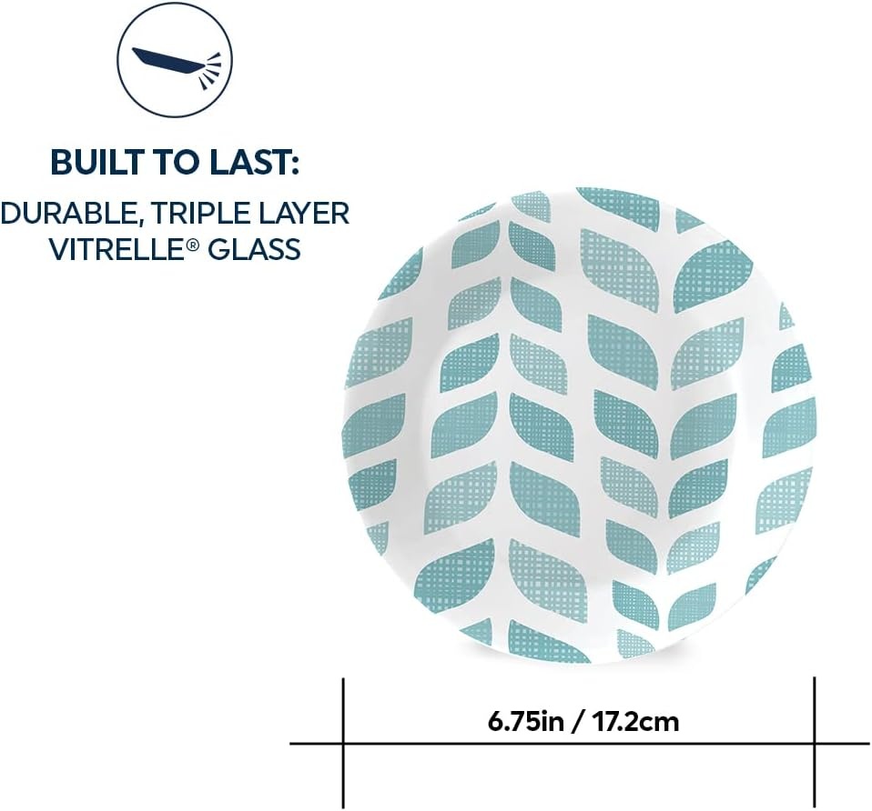 image:imageCorelle Global Collection Vitrelle 6Piece Dinner Lunch Set Triple Layer Recycled Glass Lightweight EcoFriendly Round 812Inch Plates Set Northern Pines6Piece Appetizer Plates 675