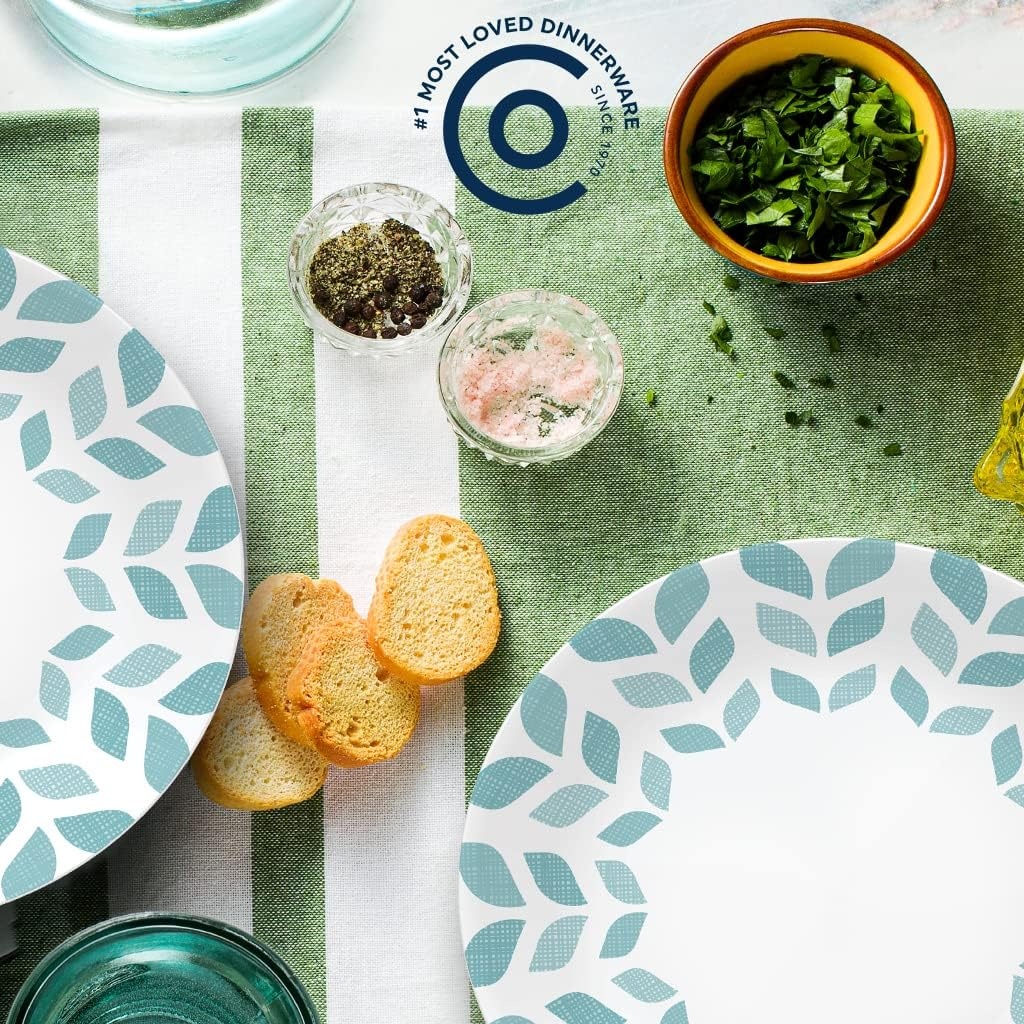 image:imageCorelle Global Collection Vitrelle 6Piece Dinner Lunch Set Triple Layer Recycled Glass Lightweight EcoFriendly Round 812Inch Plates Set Northern Pines6Piece Lunch Plates 85