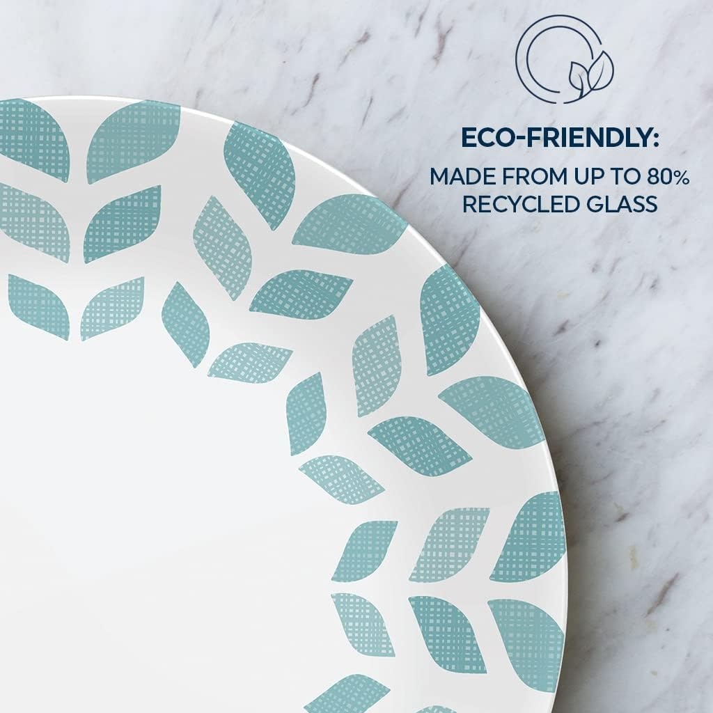 image:imageCorelle Global Collection Vitrelle 6Piece Dinner Lunch Set Triple Layer Recycled Glass Lightweight EcoFriendly Round 812Inch Plates Set Northern Pines6Piece Lunch Plates 85