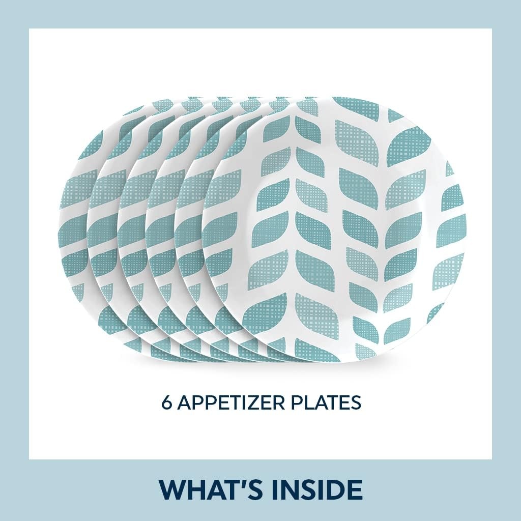 image:imageCorelle Global Collection Vitrelle 6Piece Dinner Lunch Set Triple Layer Recycled Glass Lightweight EcoFriendly Round 812Inch Plates Set Northern Pines6Piece Appetizer Plates 675