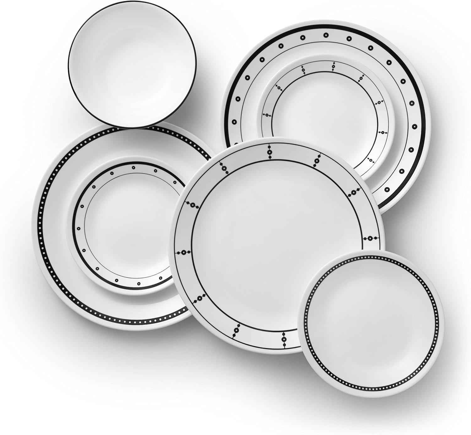 image:imageCorelle Modern Round 1025 Dinner Plates Set of 6 Lightweight ChipResistant Dishwasher Microwave amp Oven Safe Made in USABlackWhite