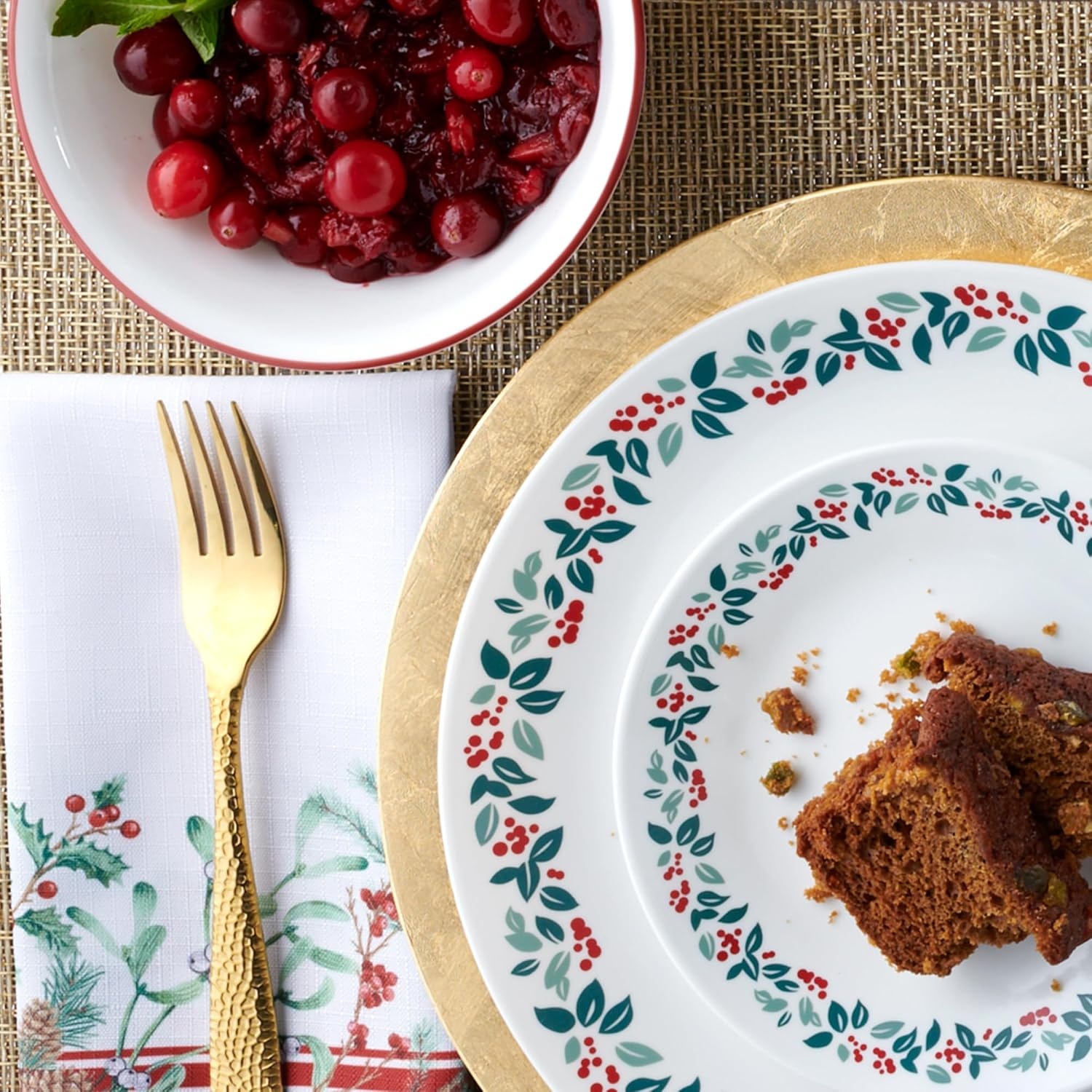 image:imageCorelle Vitrelle 18Piece Christmas Service for 6 Dinnerware Set Triple Layer Glass and Chip Resistant Lightweight Round Holiday Plates and Bowls Set Winter BerriesWinter Berries