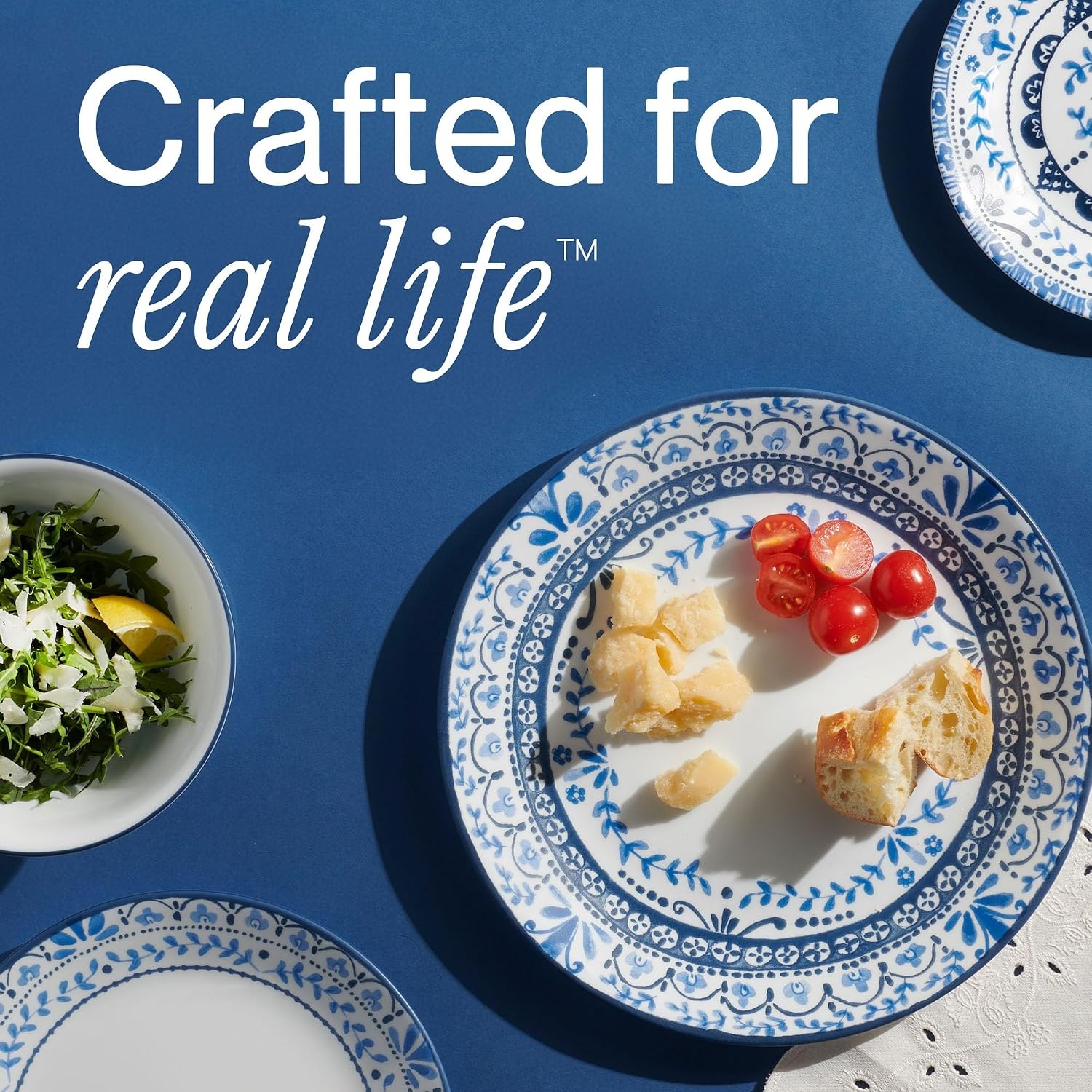 image:imageCorelle Vitrelle 18Piece Service for 6 Dinnerware Set Triple Layer Glass and Chip Resistant Lightweight Round Plates and Bowls Set PortofinoAnders