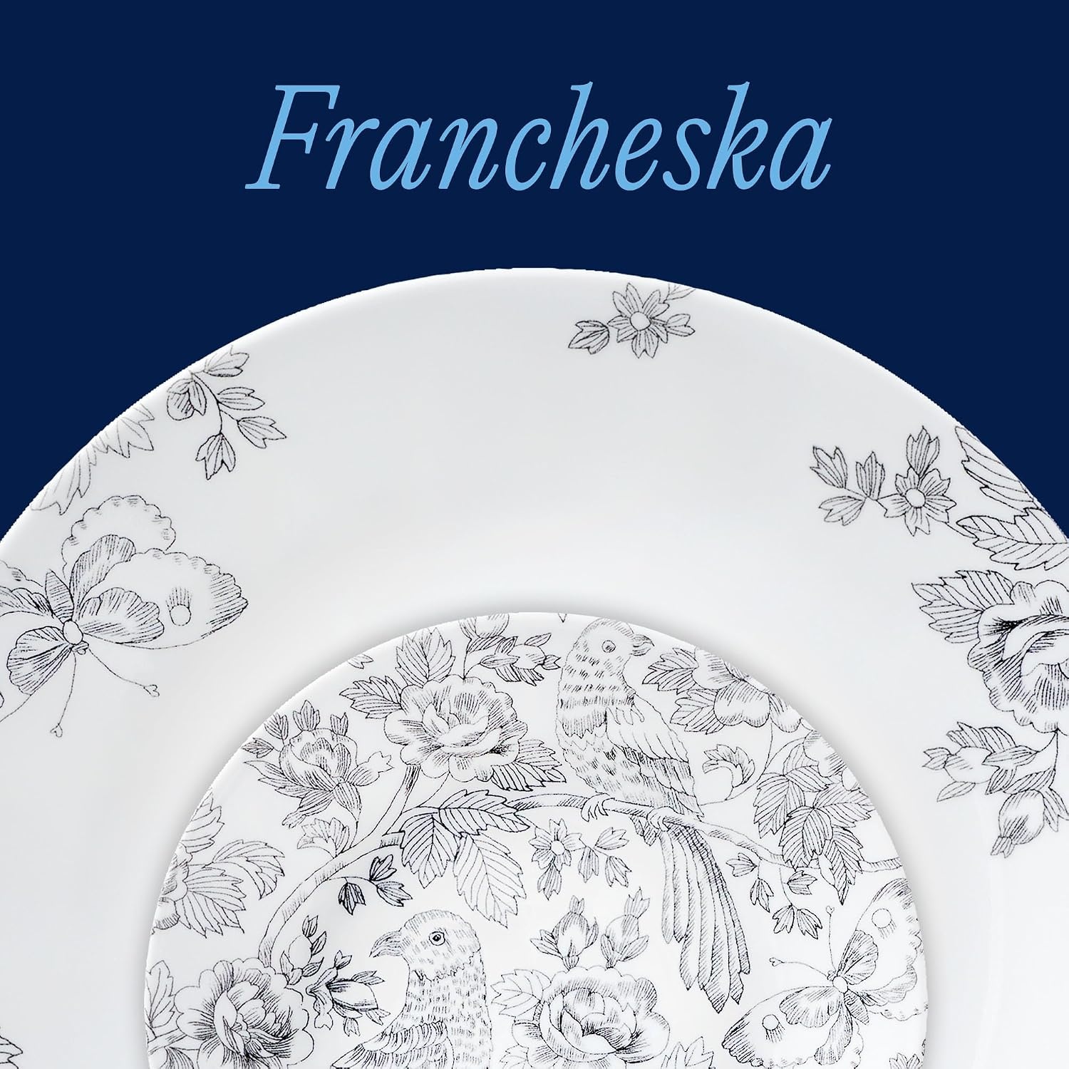 image:imageCorelle Vitrelle 18Piece Service for 6 Dinnerware Set Triple Layer Glass and Chip Resistant Lightweight Round Plates and Bowls Set PortofinoFrancheska