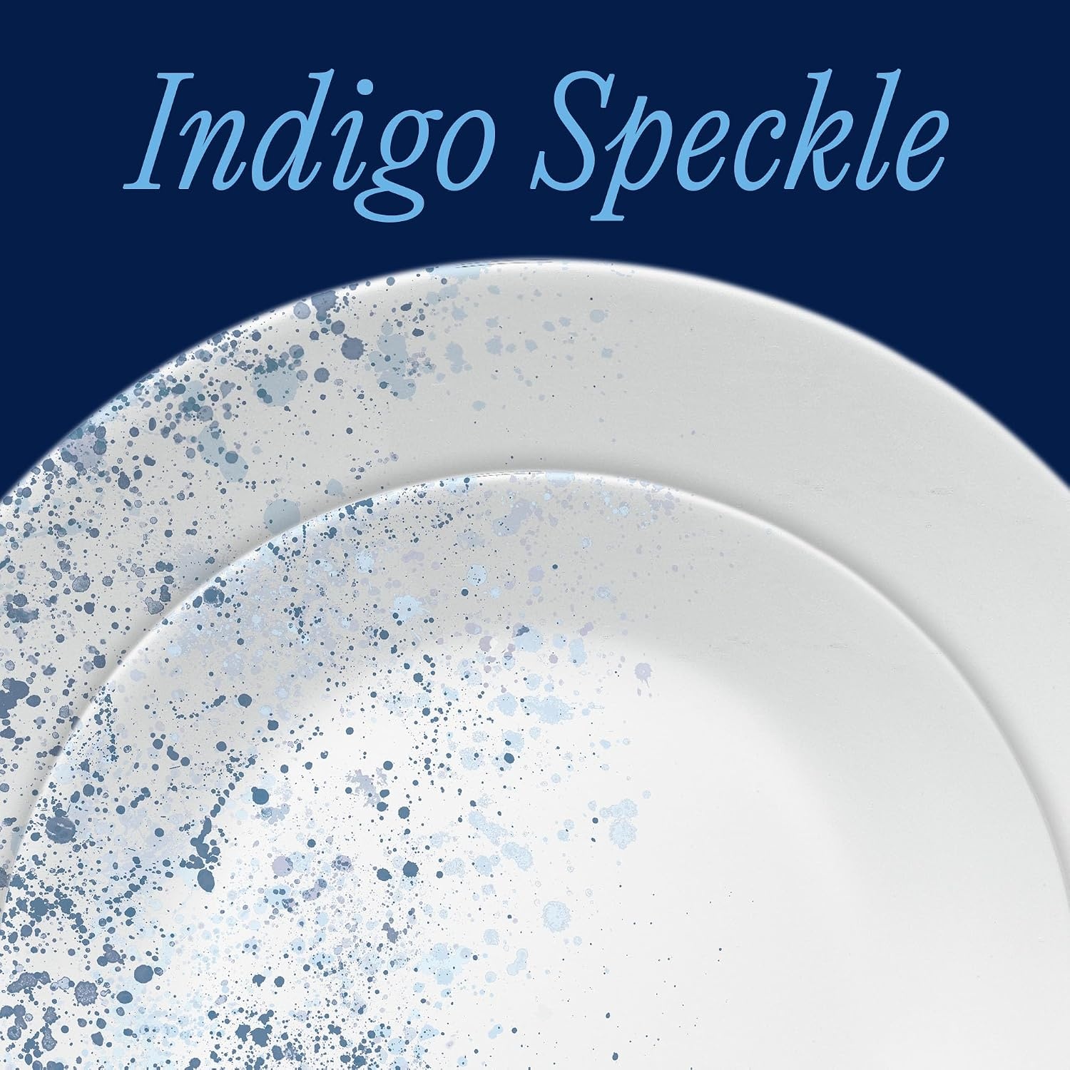 image:imageCorelle Vitrelle 18Piece Service for 6 Dinnerware Set Triple Layer Glass and Chip Resistant Lightweight Round Plates and Bowls Set PortofinoIndigo Speckle
