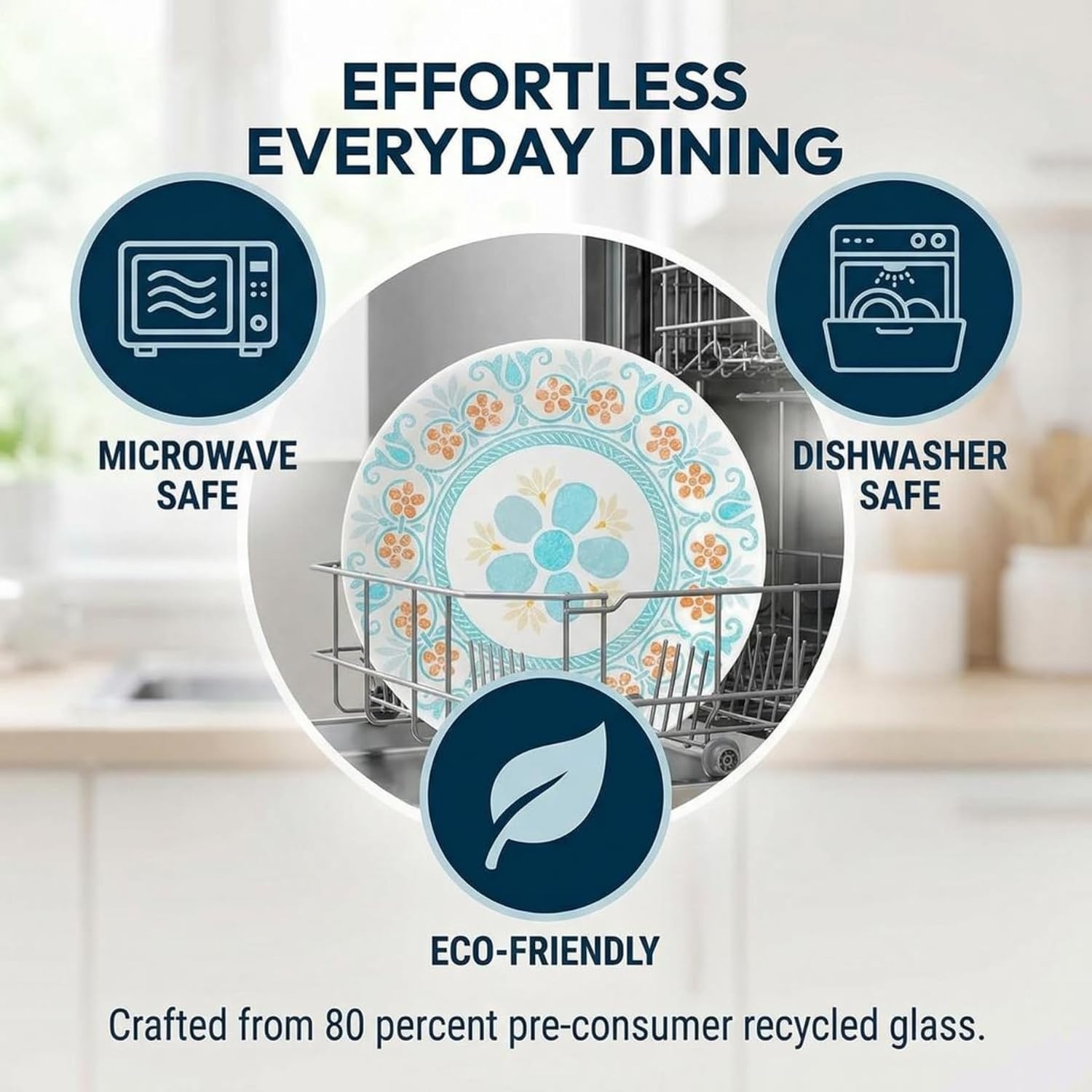 image:imageCorelle Vitrelle 18Piece Service for 6 Dinnerware Set Triple Layer Glass and Chip Resistant Lightweight Round Plates and Bowls Set PortofinoTerracotta Dreams