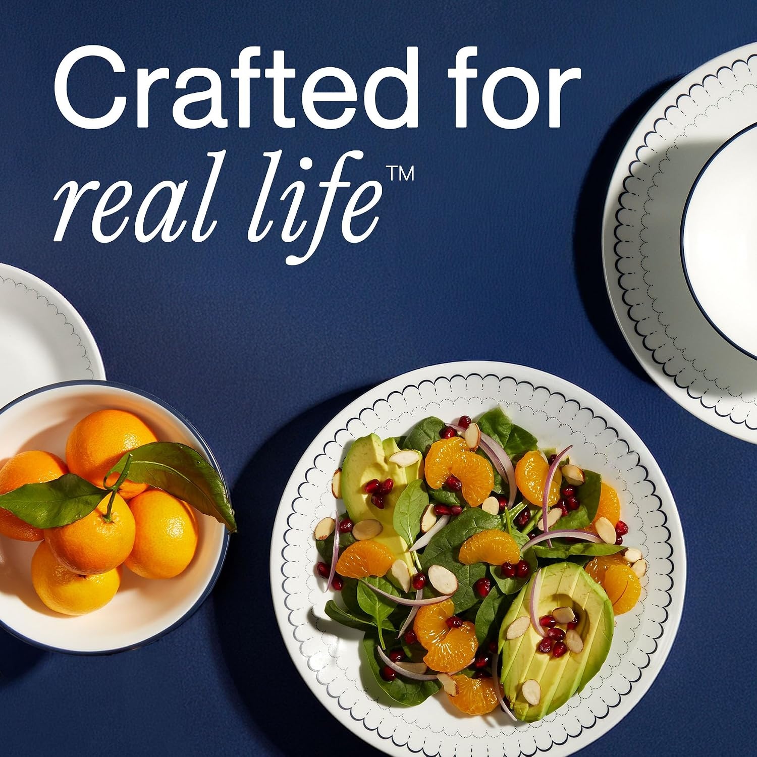 image:imageCorelle Vitrelle 18Piece Service for 6 Dinnerware Set Triple Layer Glass and Chip Resistant Lightweight Round Plates and Bowls Set Winter Frost WhiteCaspian