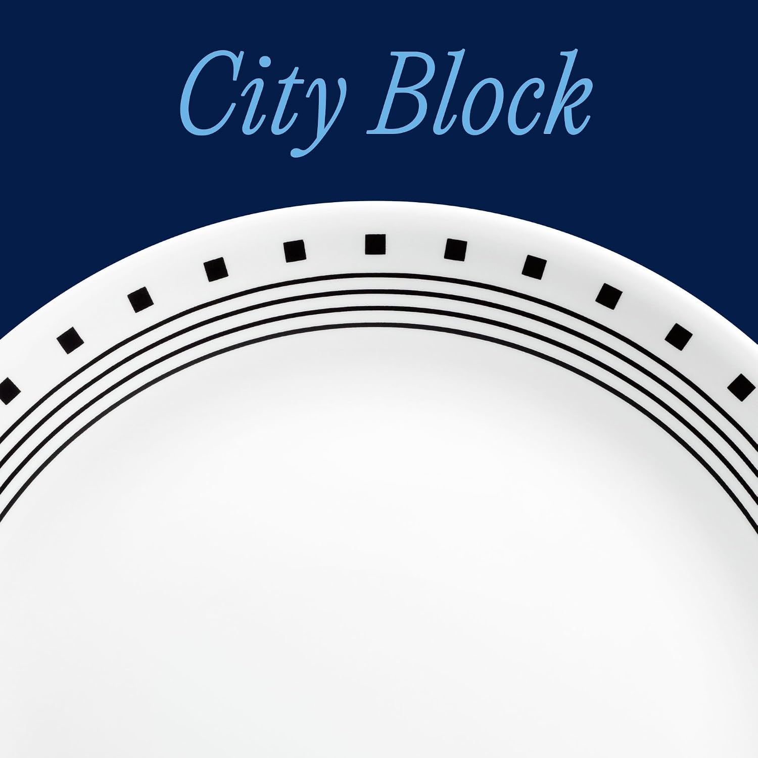 image:imageCorelle Vitrelle 18Piece Service for 6 Dinnerware Set Triple Layer Glass and Chip Resistant Lightweight Round Plates and Bowls Set Winter Frost WhiteCity Block
