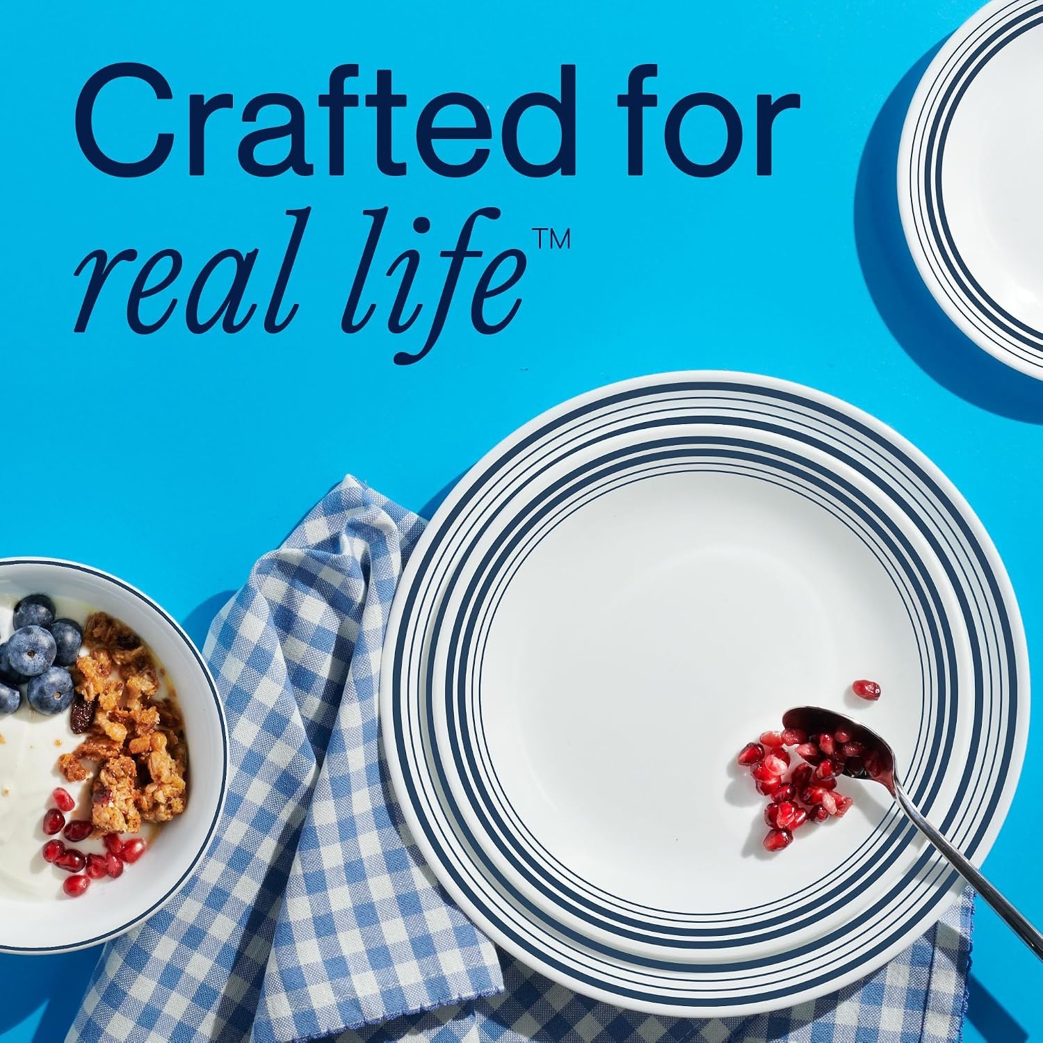 image:imageCorelle Vitrelle 18Piece Service for 6 Dinnerware Set Triple Layer Glass and Chip Resistant Lightweight Round Plates and Bowls Set Winter Frost WhiteLeo
