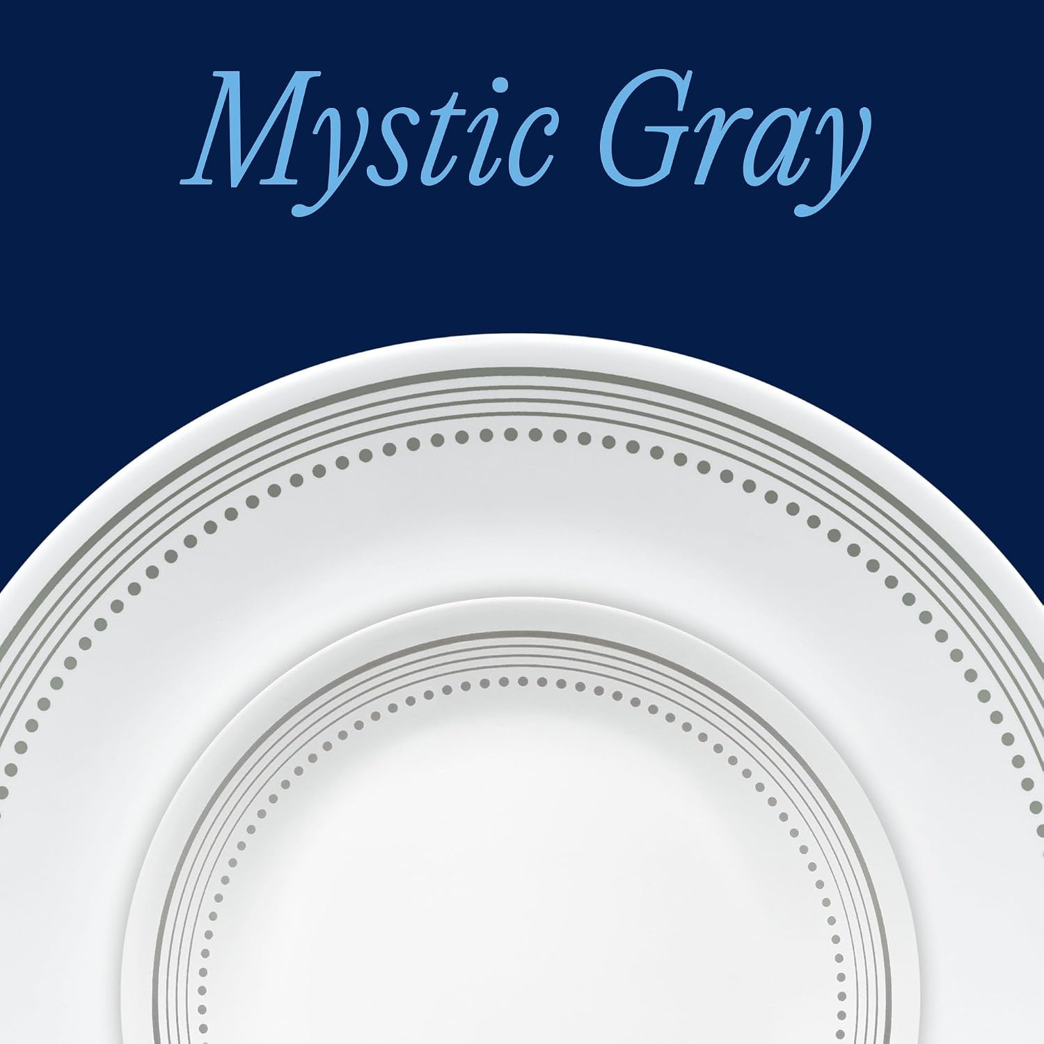 image:imageCorelle Vitrelle 18Piece Service for 6 Dinnerware Set Triple Layer Glass and Chip Resistant Lightweight Round Plates and Bowls Set Winter Frost WhiteMystic Gray
