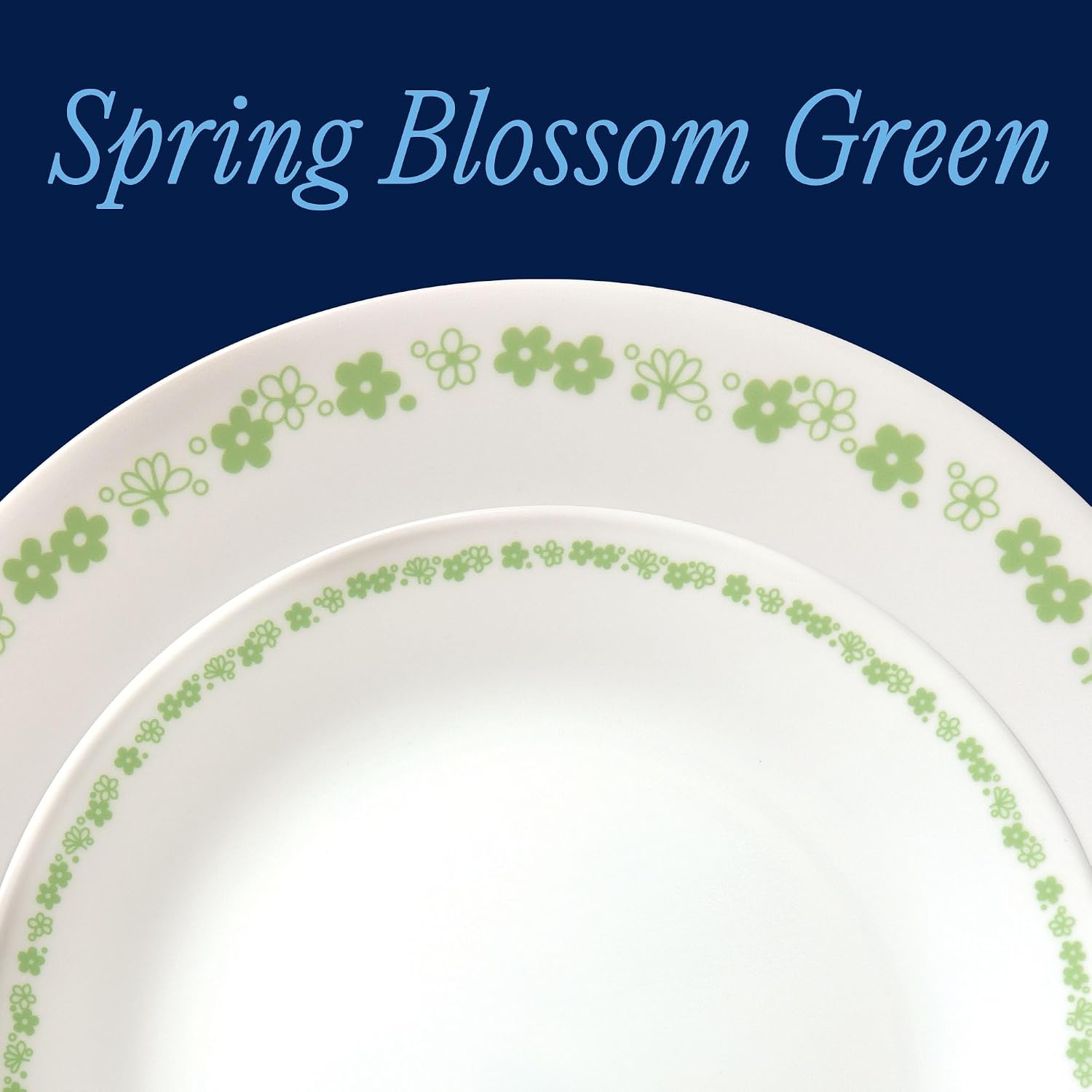 image:imageCorelle Vitrelle 18Piece Service for 6 Dinnerware Set Triple Layer Glass and Chip Resistant Lightweight Round Plates and Bowls Set Winter Frost WhiteSpring Blossom Green