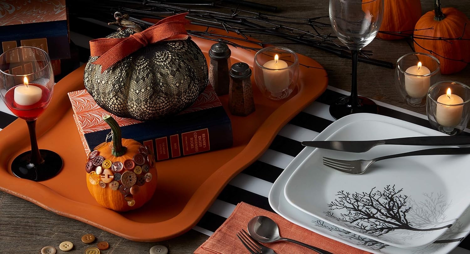 image:imageCorelle Vitrelle 18Piece Service for 6 Square Dinnerware Set Triple Layer Glass and Chip Resistant Lightweight Square Plates and Bowls Set Pure WhiteTimber Shadows