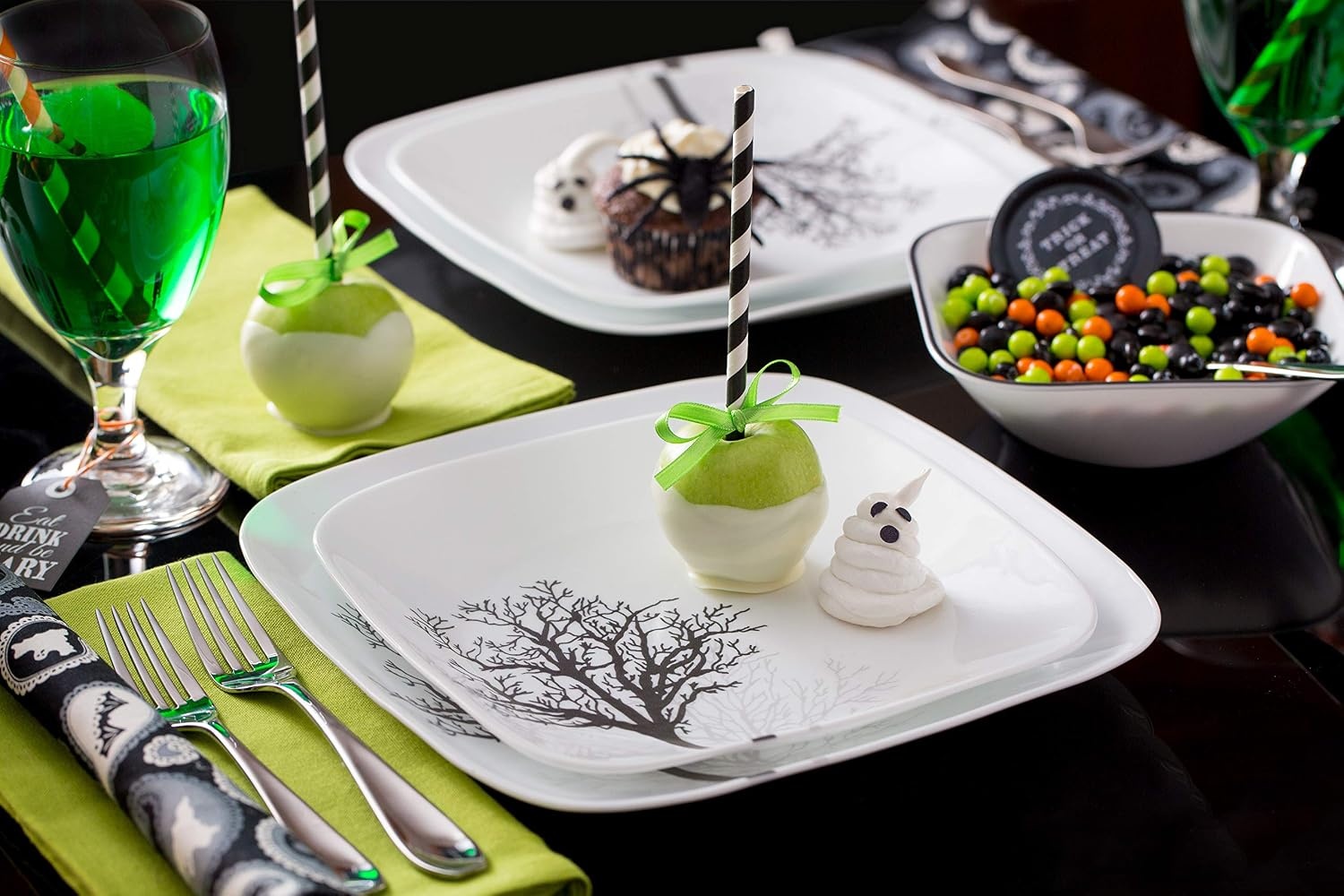 image:imageCorelle Vitrelle 18Piece Service for 6 Square Dinnerware Set Triple Layer Glass and Chip Resistant Lightweight Square Plates and Bowls Set Pure WhiteTimber Shadows