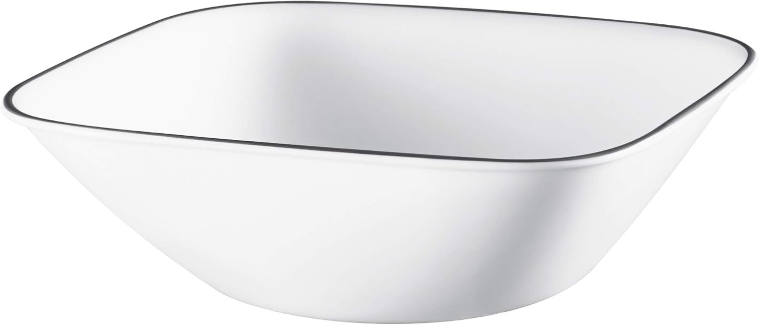 image:imageCorelle Vitrelle 18Piece Service for 6 Square Dinnerware Set Triple Layer Glass and Chip Resistant Lightweight Square Plates and Bowls Set Pure WhiteTimber Shadows