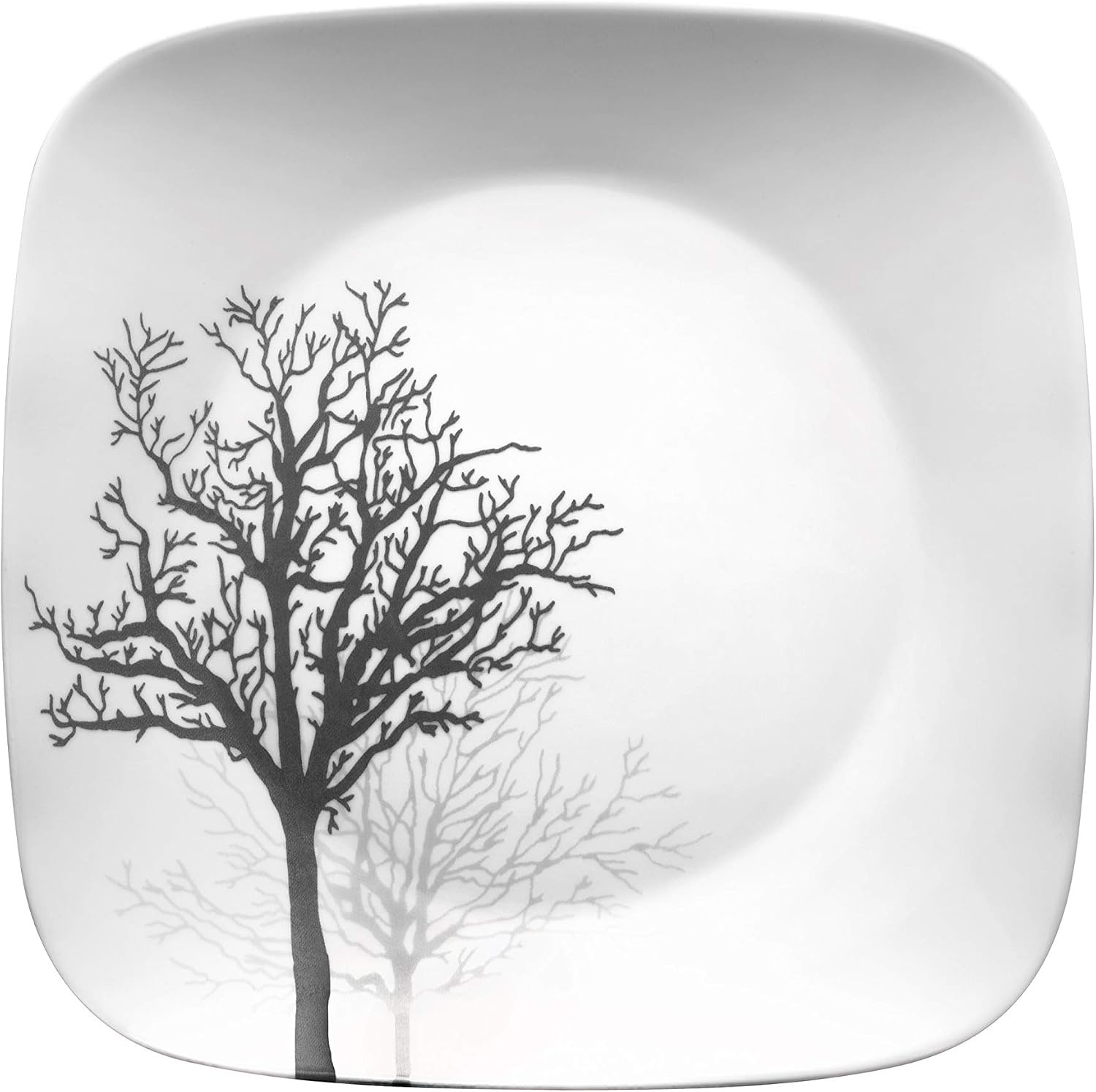 image:imageCorelle Vitrelle 18Piece Service for 6 Square Dinnerware Set Triple Layer Glass and Chip Resistant Lightweight Square Plates and Bowls Set Pure WhiteTimber Shadows