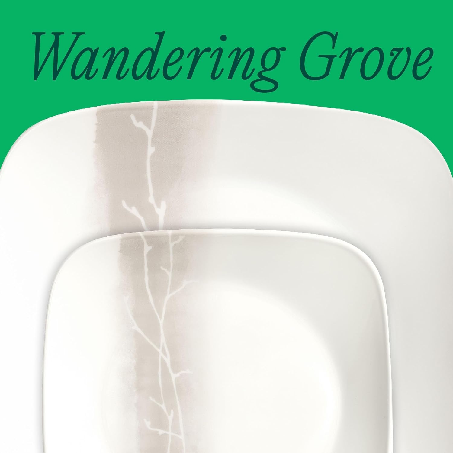 image:imageCorelle Vitrelle 18Piece Service for 6 Square Dinnerware Set Triple Layer Glass and Chip Resistant Lightweight Square Plates and Bowls Set Pure WhiteWandering Grove