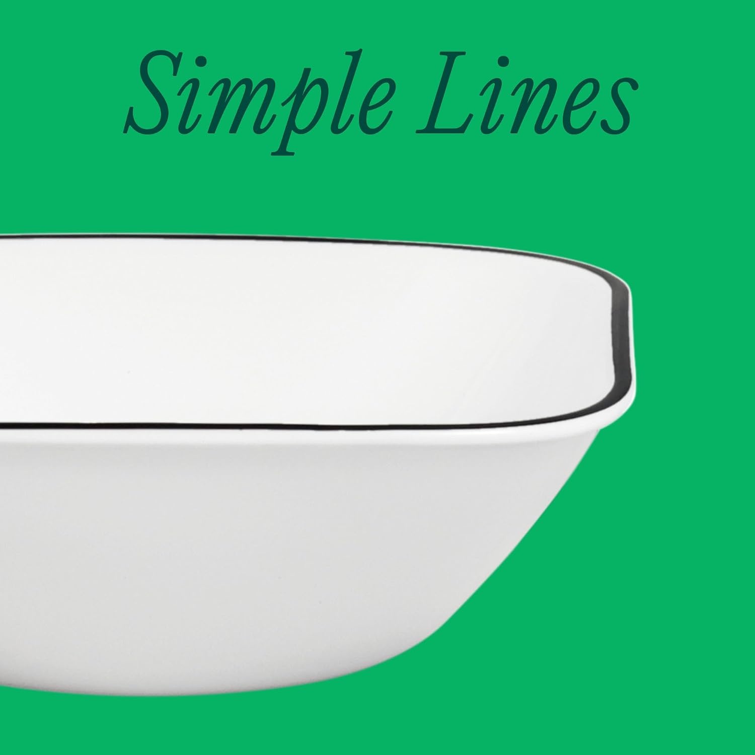 image:imageCorelle Vitrelle 6Piece 22Oz 625 Wide Cereal Soup Bowls Triple Layer Glass and Chip Resistant Lightweight Square Dinnerware Bowl Set SplendorBlack Banded
