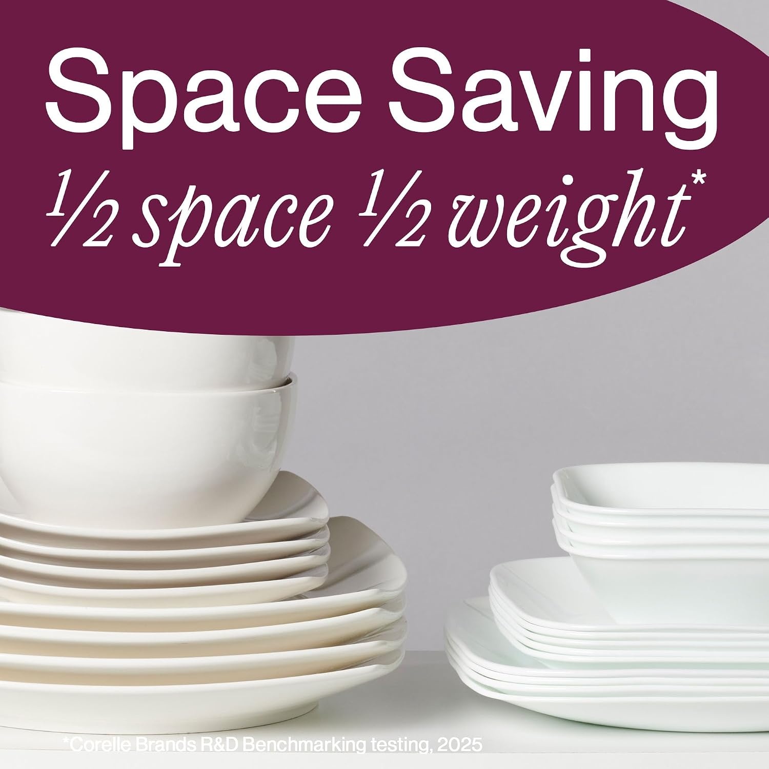 image:imageCorelle Vitrelle 6Piece 22Oz 625 Wide Cereal Soup Bowls Triple Layer Glass and Chip Resistant Lightweight Square Dinnerware Bowl Set SplendorBlack Banded