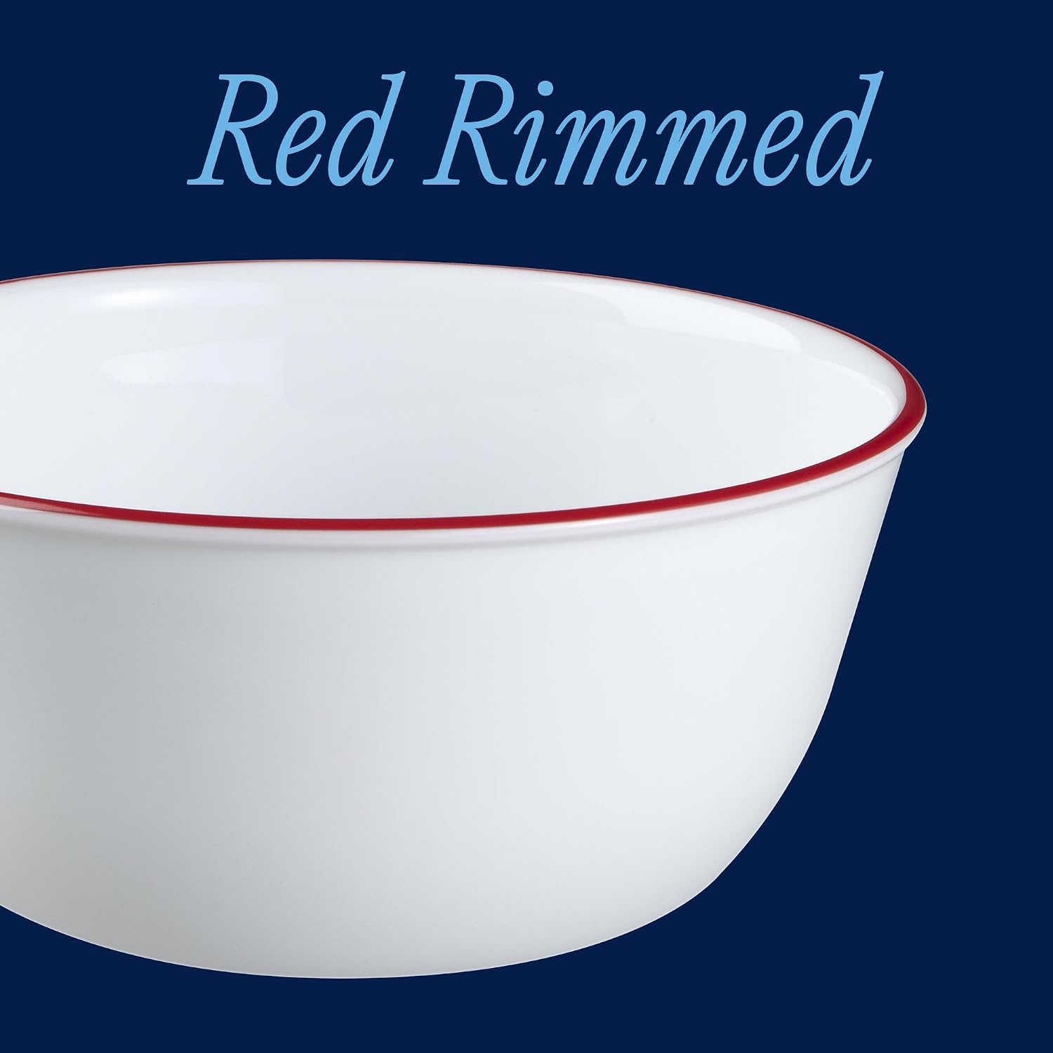 image:imageCorelle Vitrelle 6Piece 22Oz 625 Wide Cereal Soup Bowls Triple Layer Glass and Chip Resistant Lightweight Square Dinnerware Bowl Set SplendorRed Banded
