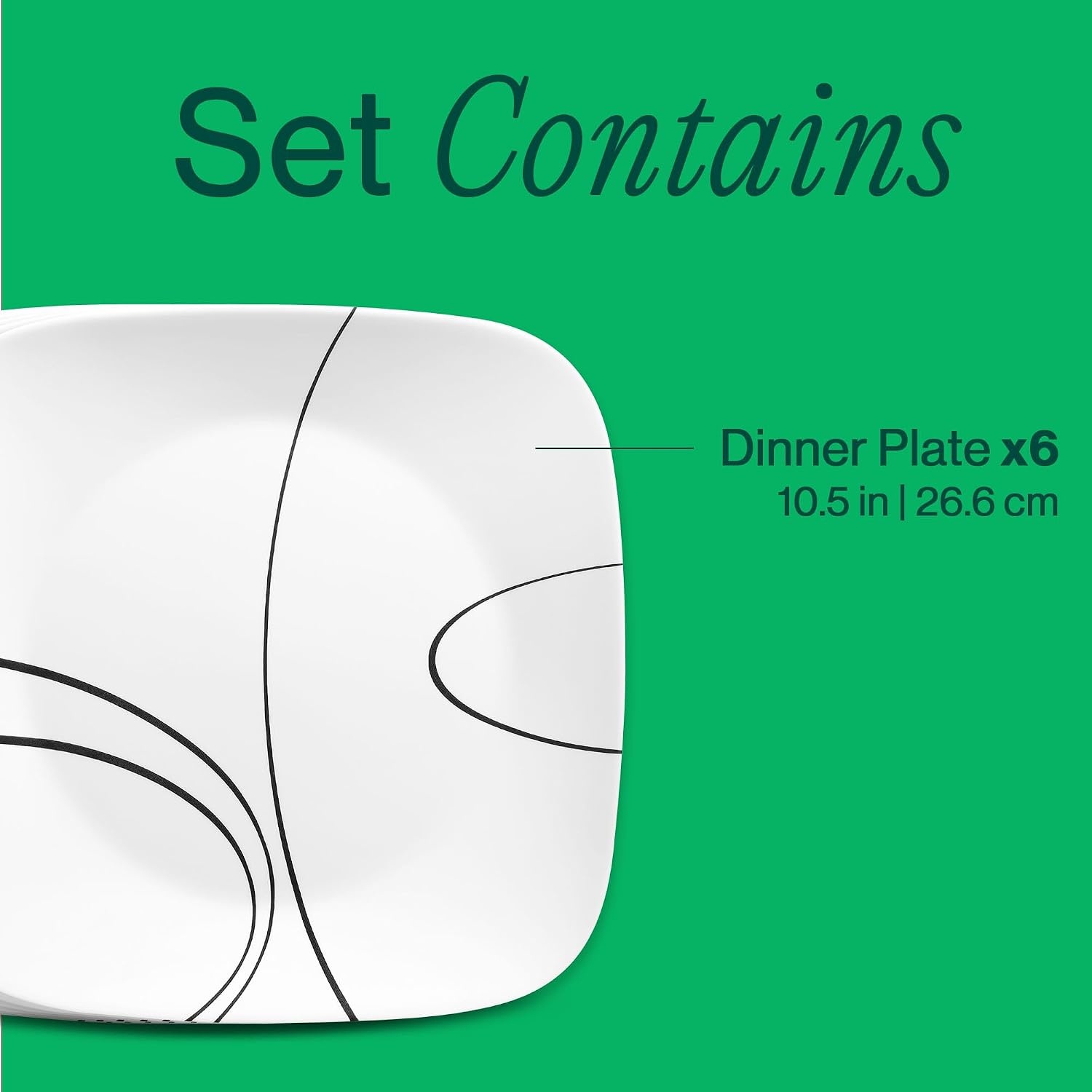 image:imageCorelle Vitrelle 6Piece 22Oz 625 Wide Cereal Soup Bowls Triple Layer Glass and Chip Resistant Lightweight Square Dinnerware Bowl Set SplendorSimple Lines