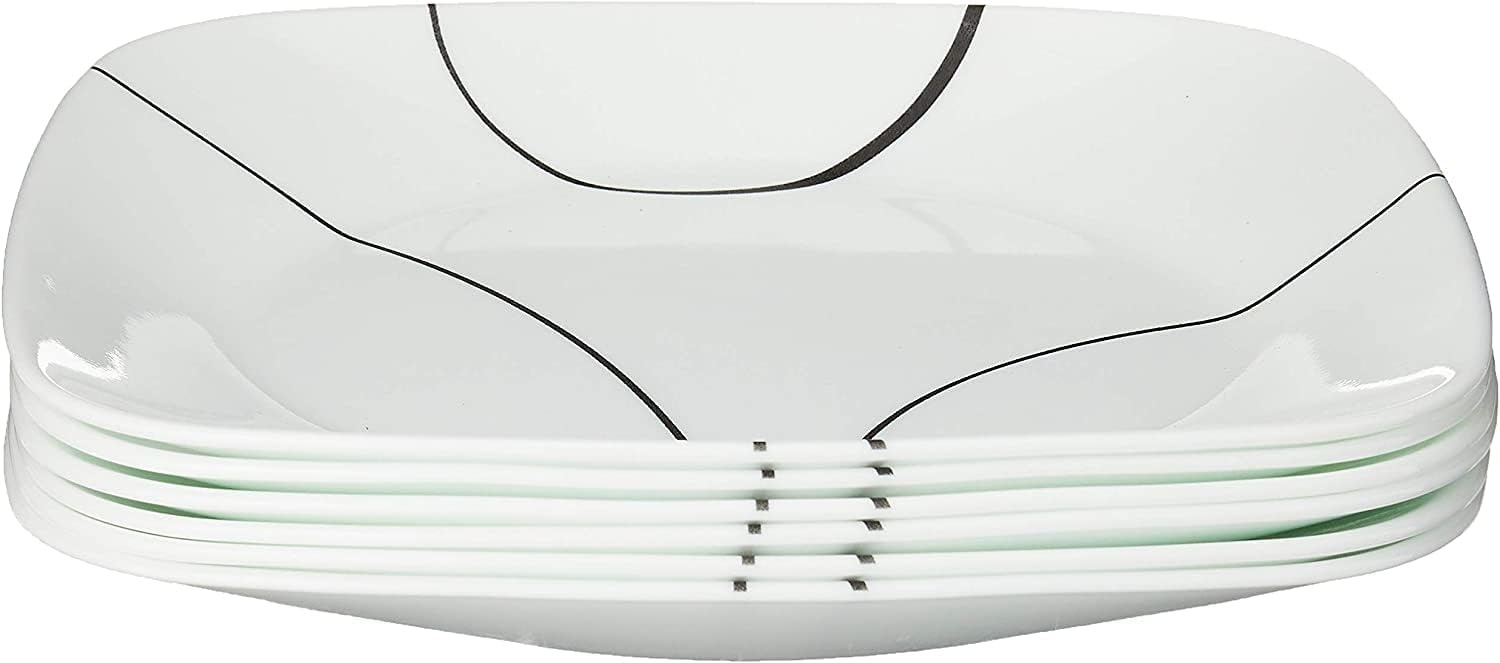 image:imageCorelle Vitrelle 6Piece 22Oz 625 Wide Cereal Soup Bowls Triple Layer Glass and Chip Resistant Lightweight Square Dinnerware Bowl Set SplendorSimple Lines
