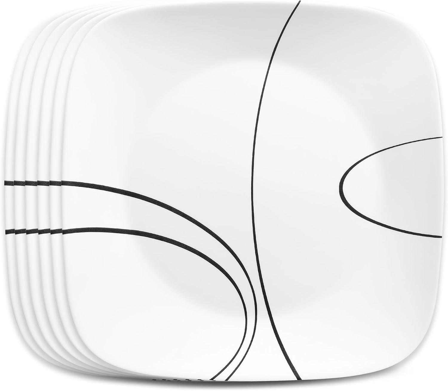 image:imageCorelle Vitrelle 6Piece 22Oz 625 Wide Cereal Soup Bowls Triple Layer Glass and Chip Resistant Lightweight Square Dinnerware Bowl Set SplendorSimple Lines