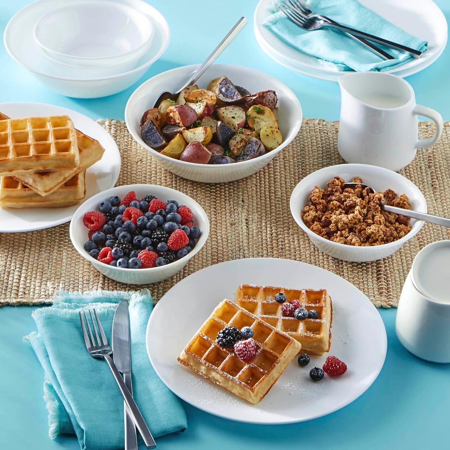image:imageCorelle Vitrelle 6Piece SoupCereal Bowl Set Triple Layer Glass and Chip Resistant 18Oz Lightweight Round Bowls Winter Frost White6PC 18oz Bowls