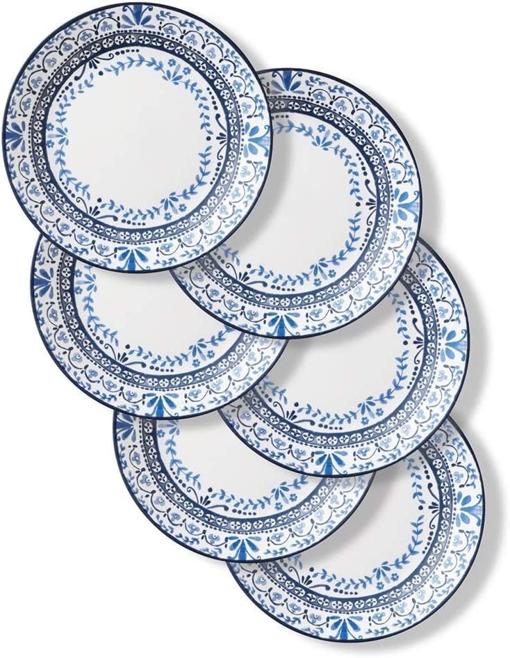 image:imageCorelle Vitrelle Salad Plates Set Triple Layer Glass and Chip Resistant 9Inch Lightweight Round Plates Portofino Caspian 6Piece1025 Dinner Plates
