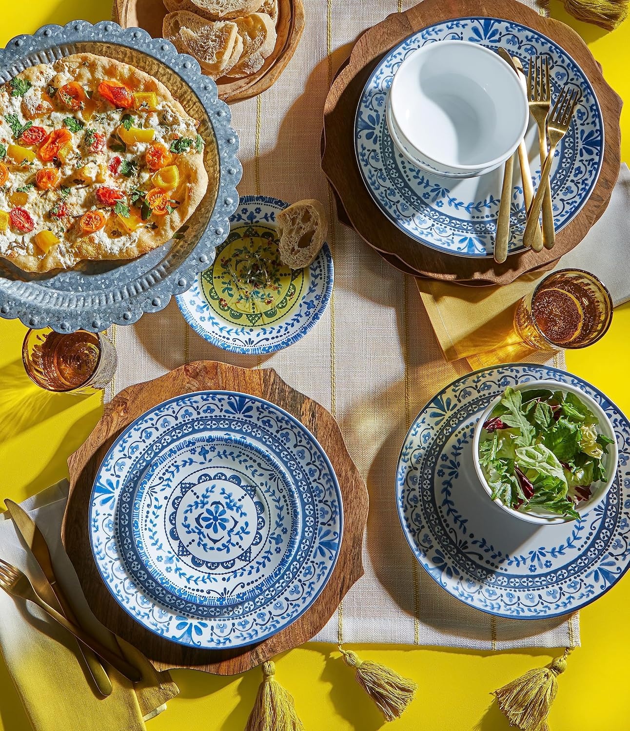 image:imageCorelle Vitrelle Salad Plates Set Triple Layer Glass and Chip Resistant 9Inch Lightweight Round Plates Portofino Caspian 6Piece1025 Dinner Plates