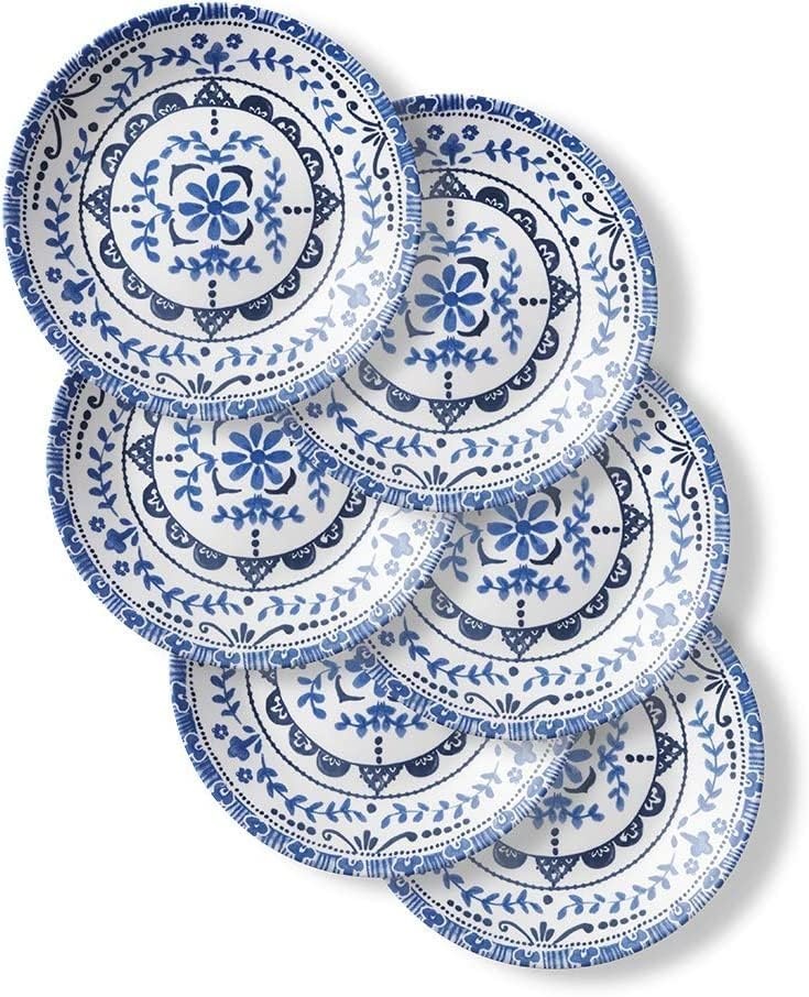 image:imageCorelle Vitrelle Salad Plates Set Triple Layer Glass and Chip Resistant 9Inch Lightweight Round Plates Portofino Caspian 6Piece675 Appetizer Plates