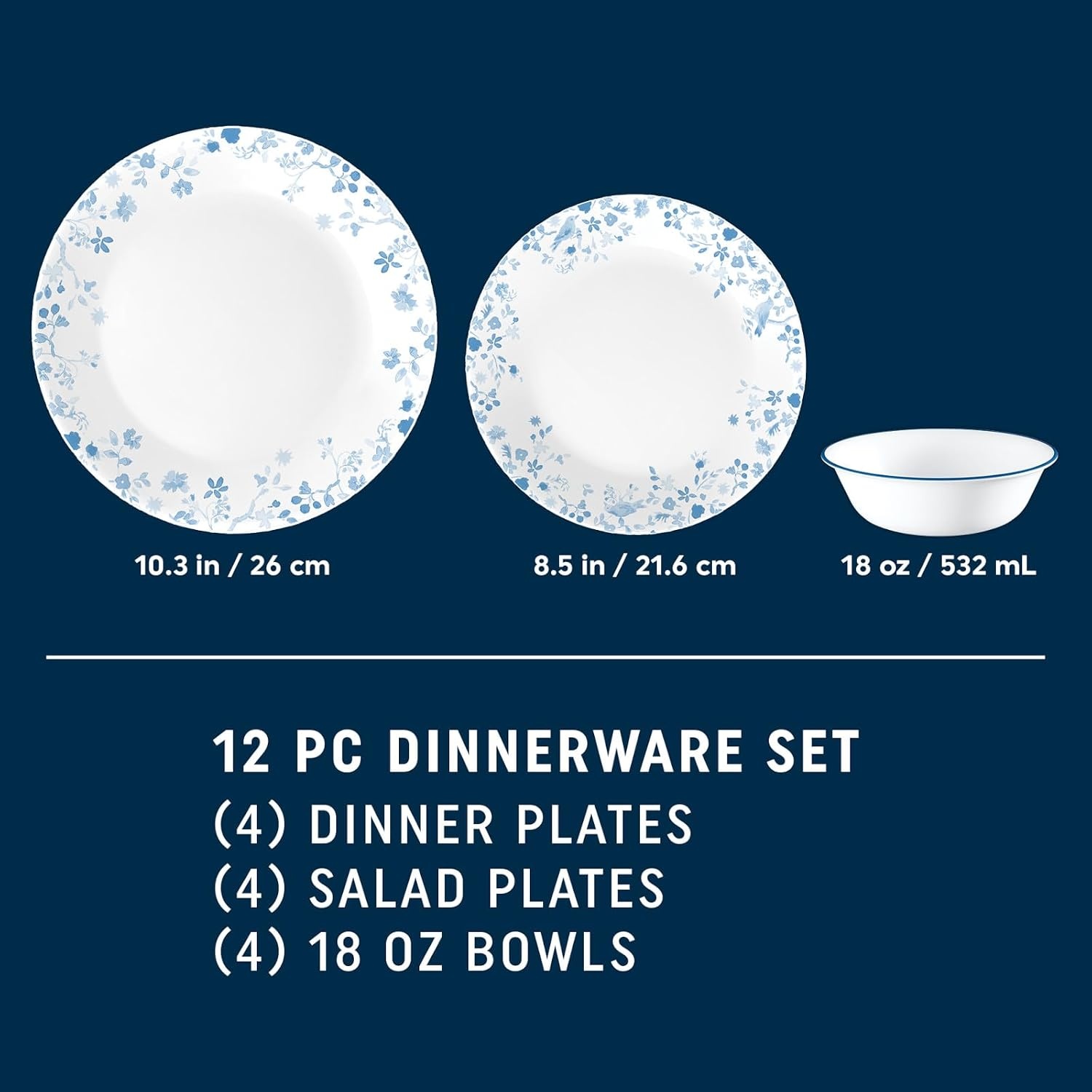 image:imageGarden Song 12Piece Dinnerware Set Service for 4 by Corelle