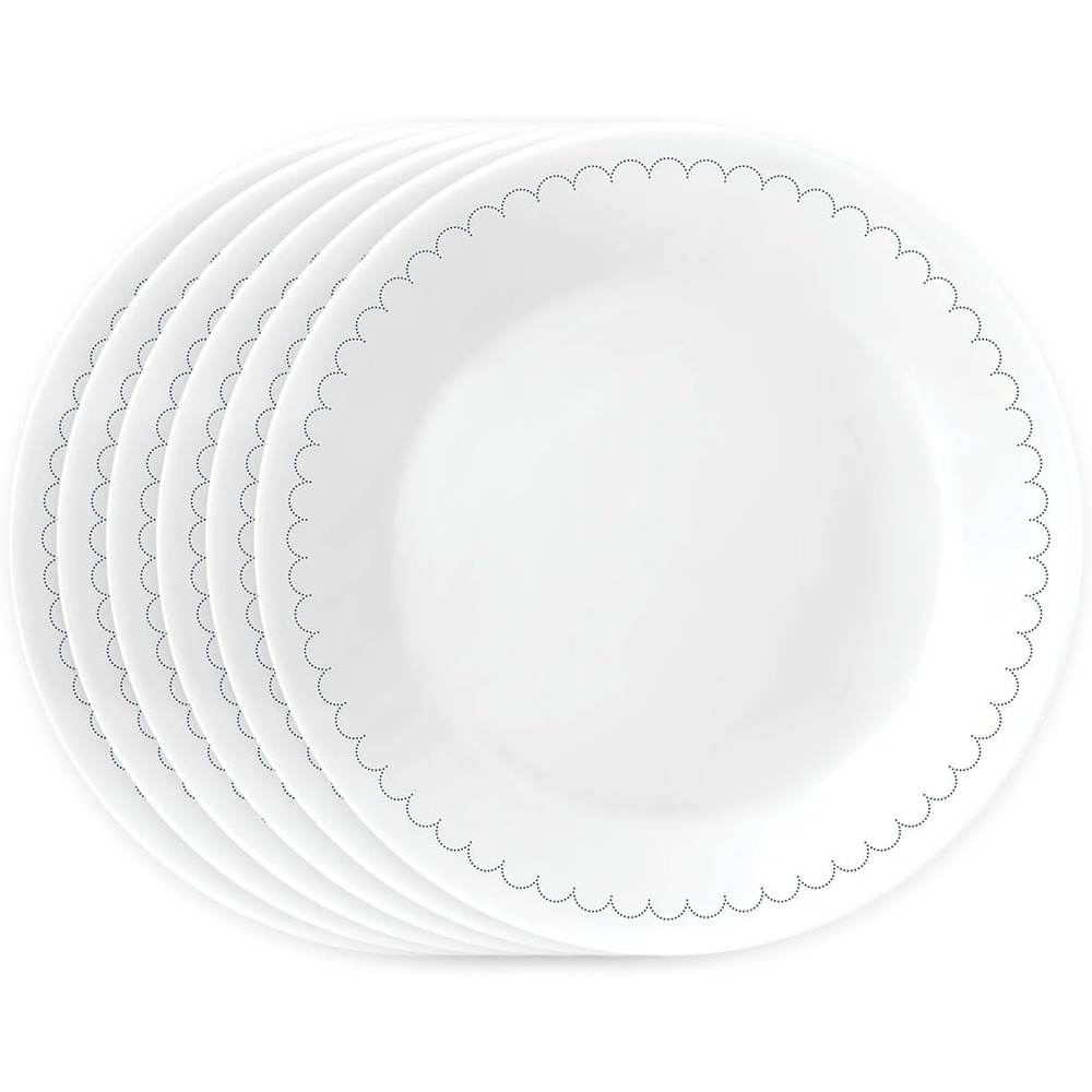 image:imageCorelle 6Piece 18oz Round Bowls Vitrelle Triple Layer Glass Perfect for Soup Cereal and Snacks Lightweight Chip and Scratch Resistant Microwave and Dishwasher Safe Botanical StripesCaspian