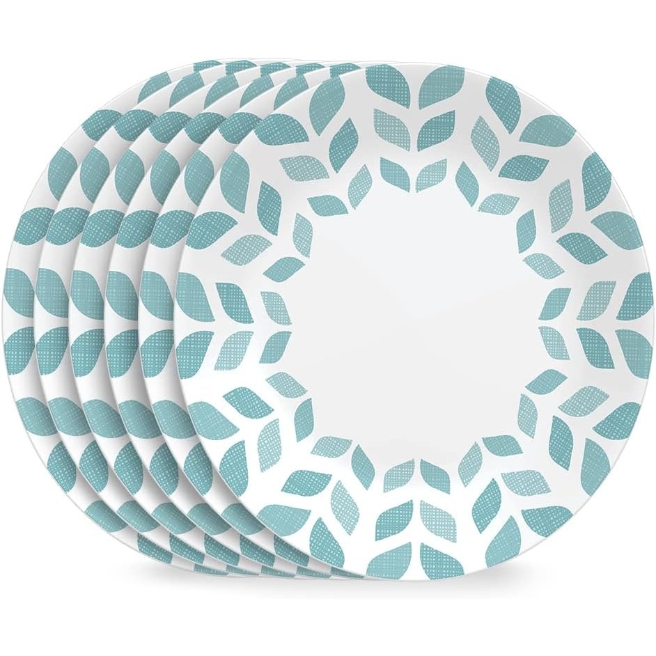 image:imageCorelle Global Collection Vitrelle 6Piece Dinner Lunch Set Triple Layer Recycled Glass Lightweight EcoFriendly Round 812Inch Plates Set Northern Pines6Piece Lunch Plates 85