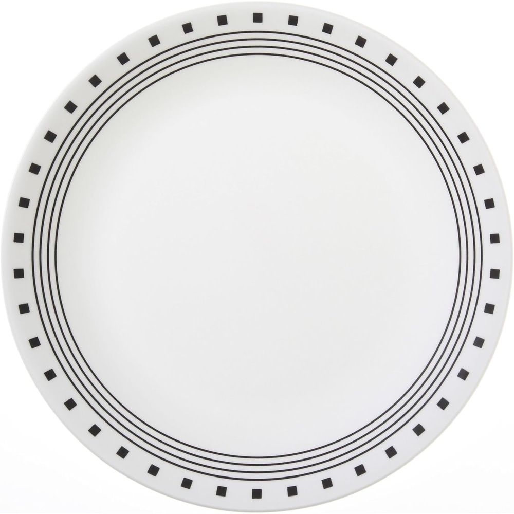 image:imageCorelle Modern Round 1025 Dinner Plates Set of 6 Lightweight ChipResistant Dishwasher Microwave amp Oven Safe Made in USABlack White
