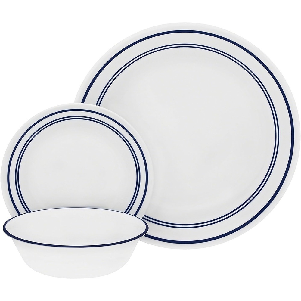 image:imageCorelle Modern Round 1025 Dinner Plates Set of 6 Lightweight ChipResistant Dishwasher Microwave amp Oven Safe Made in USAClassic Caf Blue