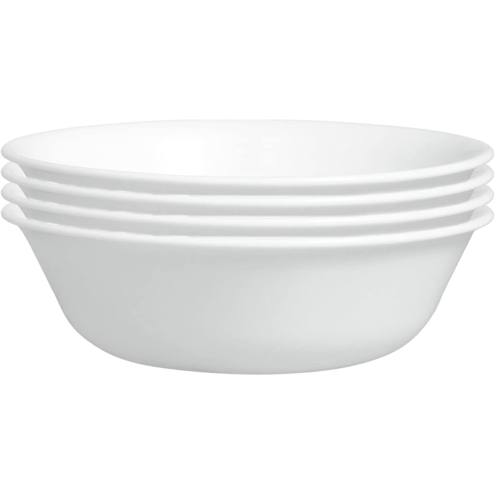 image:imageCorelle Vitrelle 4Pieces 18Oz SoupCereal Bowls Chip amp Crack Resistant Glass Dinnerware Set Bowls Winter Frost White18oz Bowls
