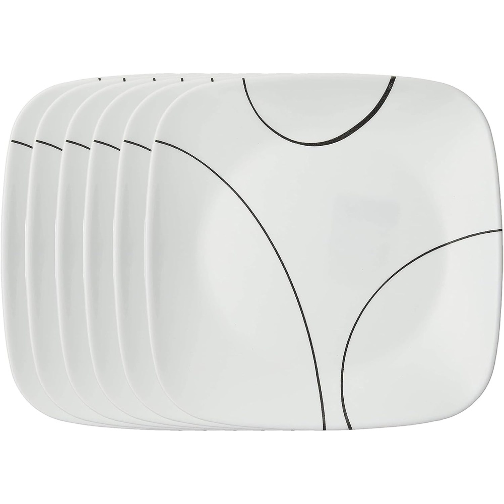 image:imageCorelle Vitrelle 6Piece 22Oz 625 Wide Cereal Soup Bowls Triple Layer Glass and Chip Resistant Lightweight Square Dinnerware Bowl Set SplendorSimple Lines