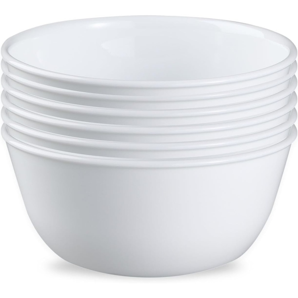 image:imageCorelle Vitrelle 6Piece SoupCereal Bowl Set Triple Layer Glass and Chip Resistant 18Oz Lightweight Round Bowls Winter Frost White6PC 28oz Bowls