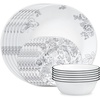 image:imageCorelle Vitrelle 18Piece Service for 6 Dinnerware Set Triple Layer Glass and Chip Resistant Lightweight Round Plates and Bowls Set PortofinoFrancheska