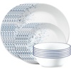 image:imageCorelle Vitrelle 18Piece Service for 6 Dinnerware Set Triple Layer Glass and Chip Resistant Lightweight Round Plates and Bowls Set PortofinoIndigo Speckle
