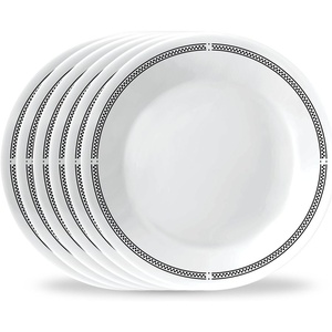 Corelle 6-Piece 18oz Round Bowls Vitrelle Triple Layer Glass, Perfect for Soup, Cereal and Snacks, Lightweight, Chip and Scratch Resistant, Microwave and Dishwasher Safe, Botanical Stripes(Brasserie)
