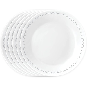 Corelle 6-Piece 18oz Round Bowls Vitrelle Triple Layer Glass, Perfect for Soup, Cereal and Snacks, Lightweight, Chip and Scratch Resistant, Microwave and Dishwasher Safe, Botanical Stripes(Caspian)