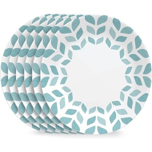 Corelle Global Collection Vitrelle 6-Piece Dinner Lunch Set, Triple Layer Recycled Glass, Lightweight Eco-Friendly Round 8-1/2-Inch Plates Set, Northern Pines(6-Piece Lunch Plates (8.5″))