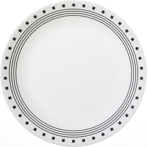Corelle Modern Round 10.25″ Dinner Plates, Set of 6 | Lightweight, Chip-Resistant | Dishwasher, Microwave & Oven Safe | Made in USA(Black/ White)